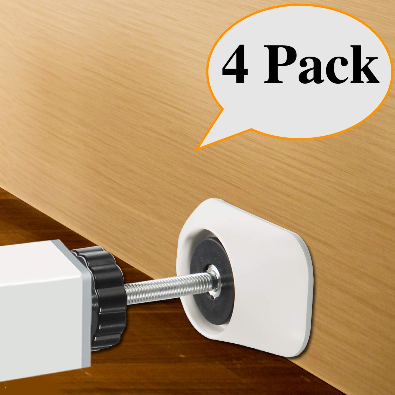 Vmaisi 4 Pack Wall Cup Protector - Pressure Mount Baby Gate Stabilizer White