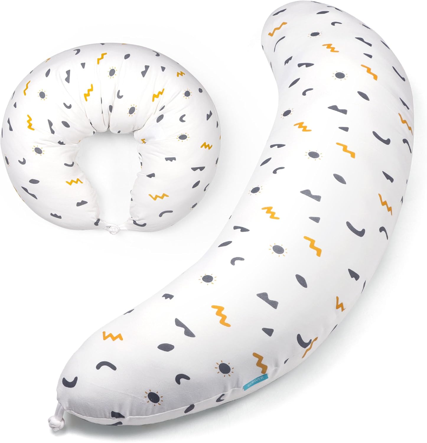 BYRIVER C Shaped Pregnancy Pillow with Cool Cotton Cover