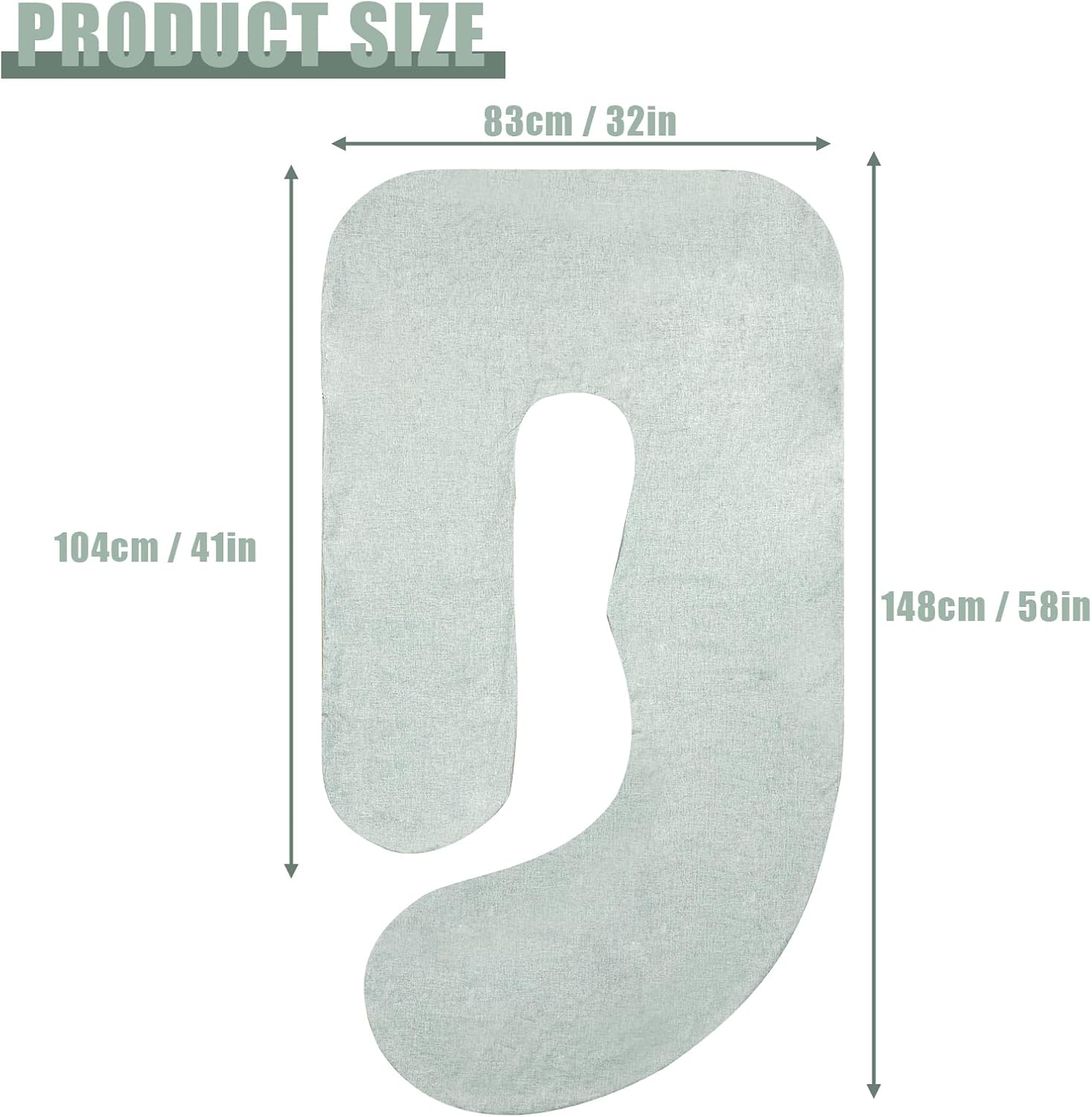 TANOFAR J-Shaped Pregnancy Pillow Cover Green