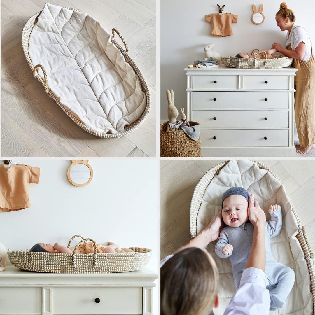 Premium Pink Baby Diaper Caddy - Handmade Seagrass Organizer