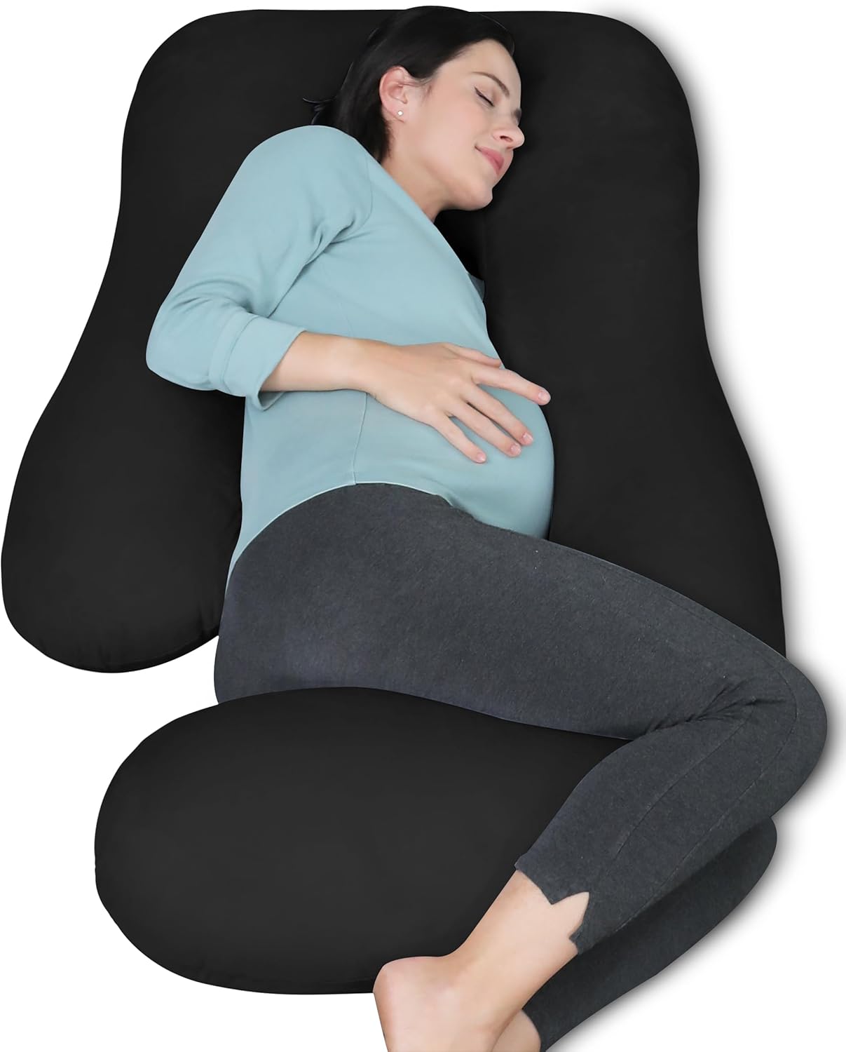 MOON PARK Full Body Pregnancy Pillow - U Shaped with Removable Cover