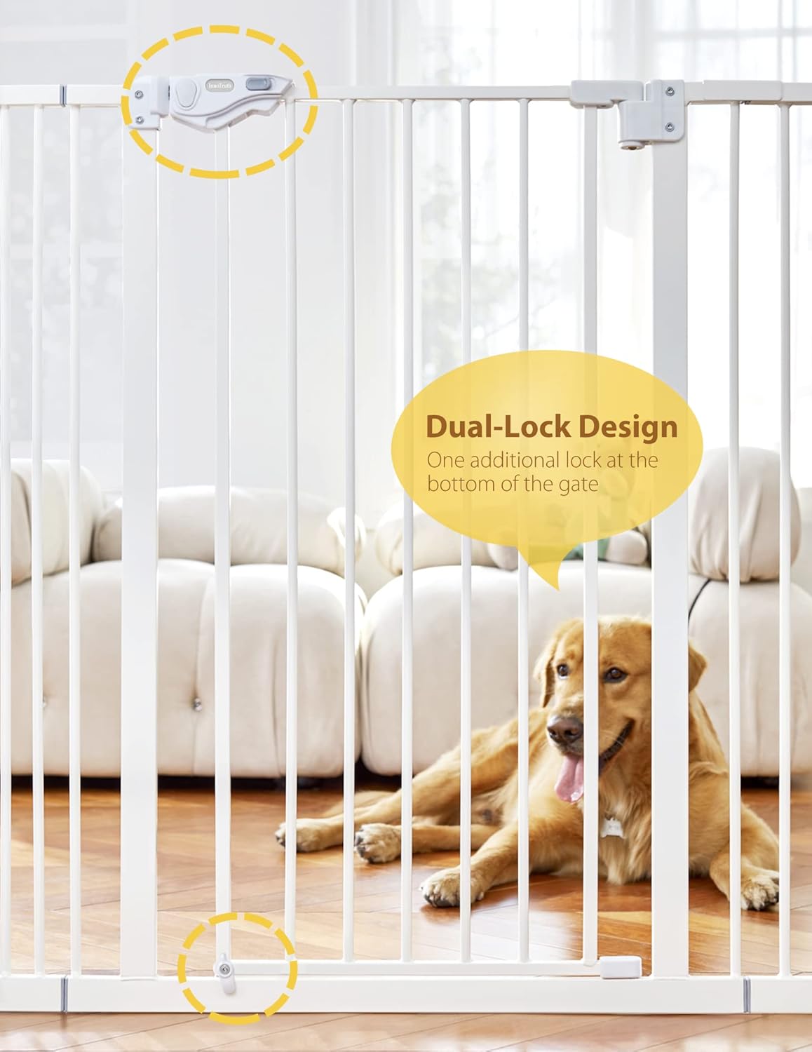 InnoTruth White Dog Gate for Stairs and Doorways