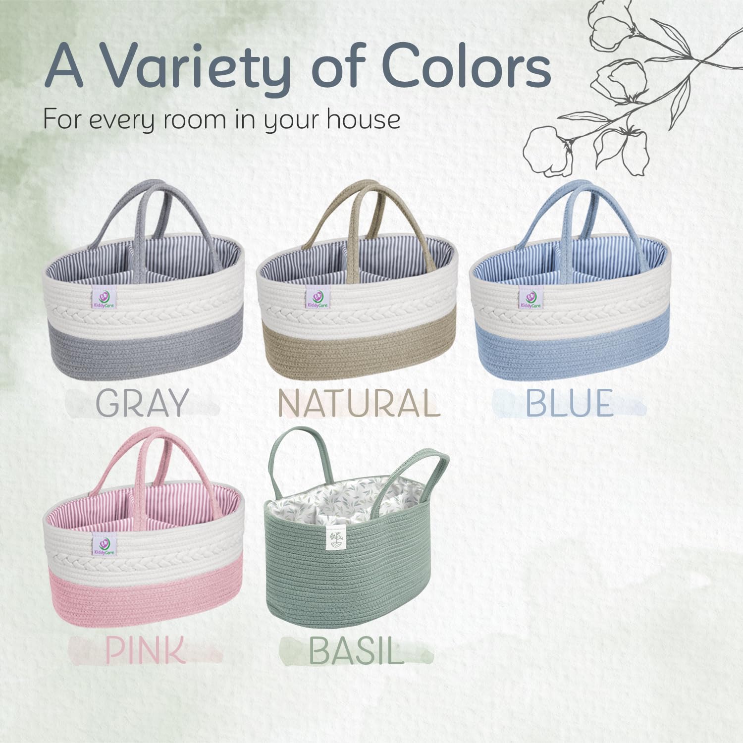 KiddyCare Diaper Caddy Organizer Gray with Handle