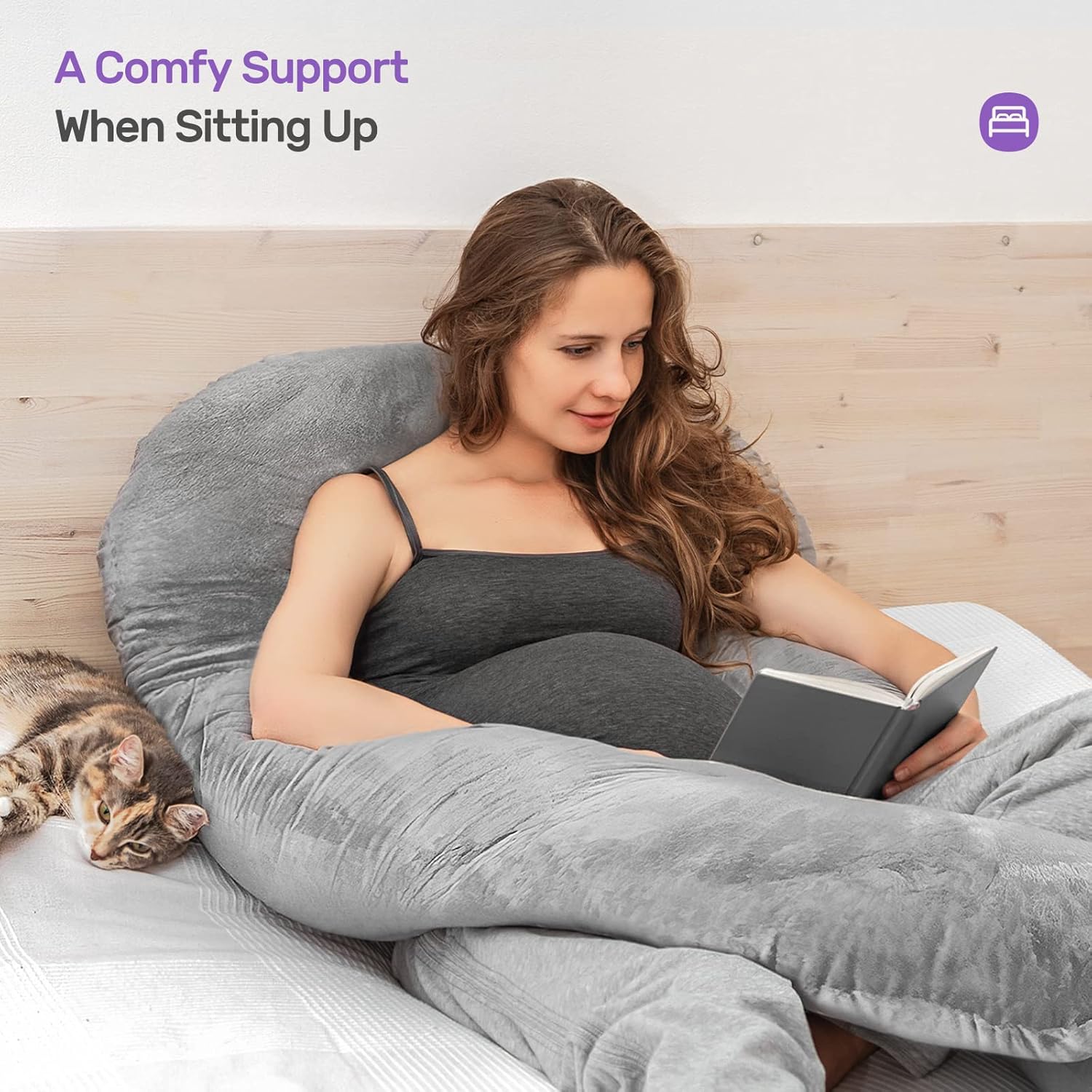 Nuliie Pregnancy Pillow with Washable Velvet Cover