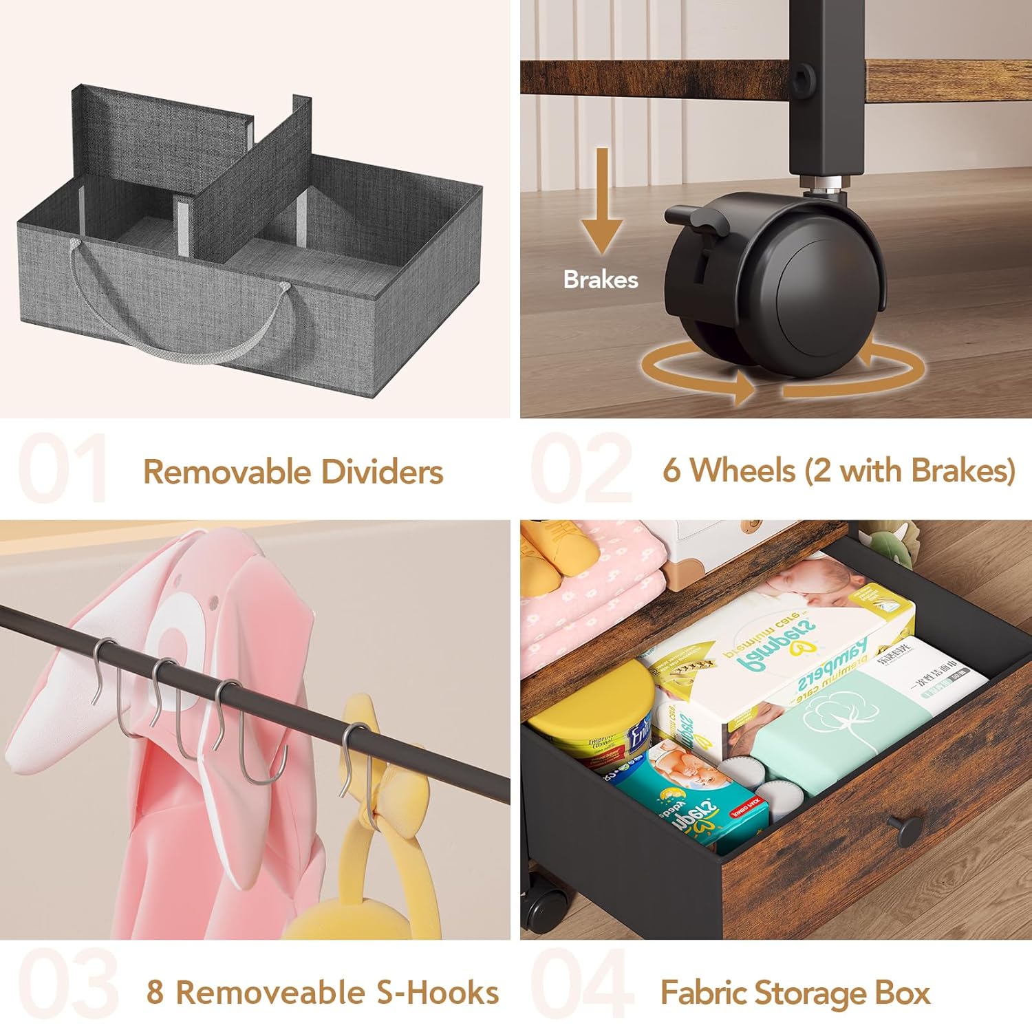 BBLIKE 3in1 Diaper Caddy Organizer - Black Brown