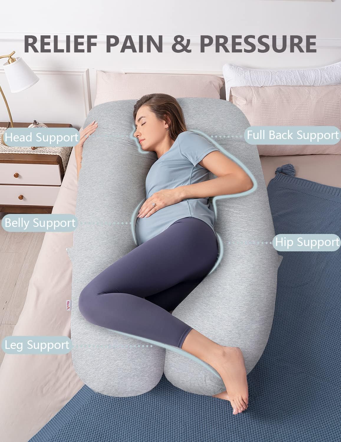 AngQi U Shaped Pregnancy Pillow with Cooling Cover 1