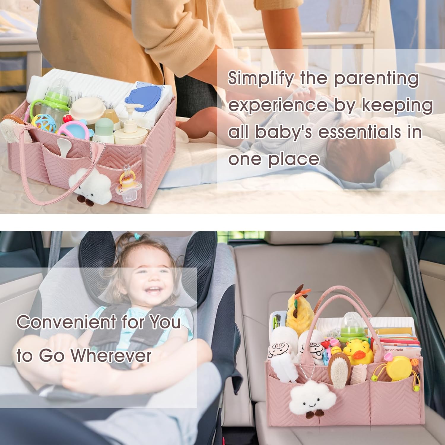 Skycase Large Diaper Caddy Organizer Pink