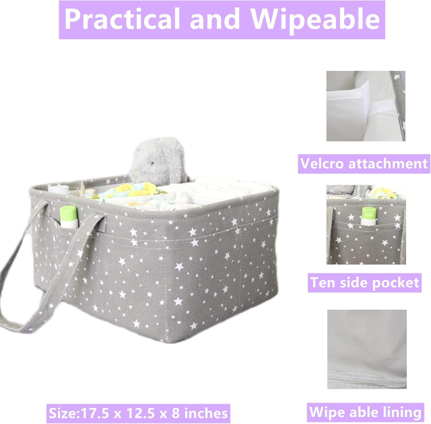 QiANBiRD Extra Large Diaper Caddy Organizer with Handle
