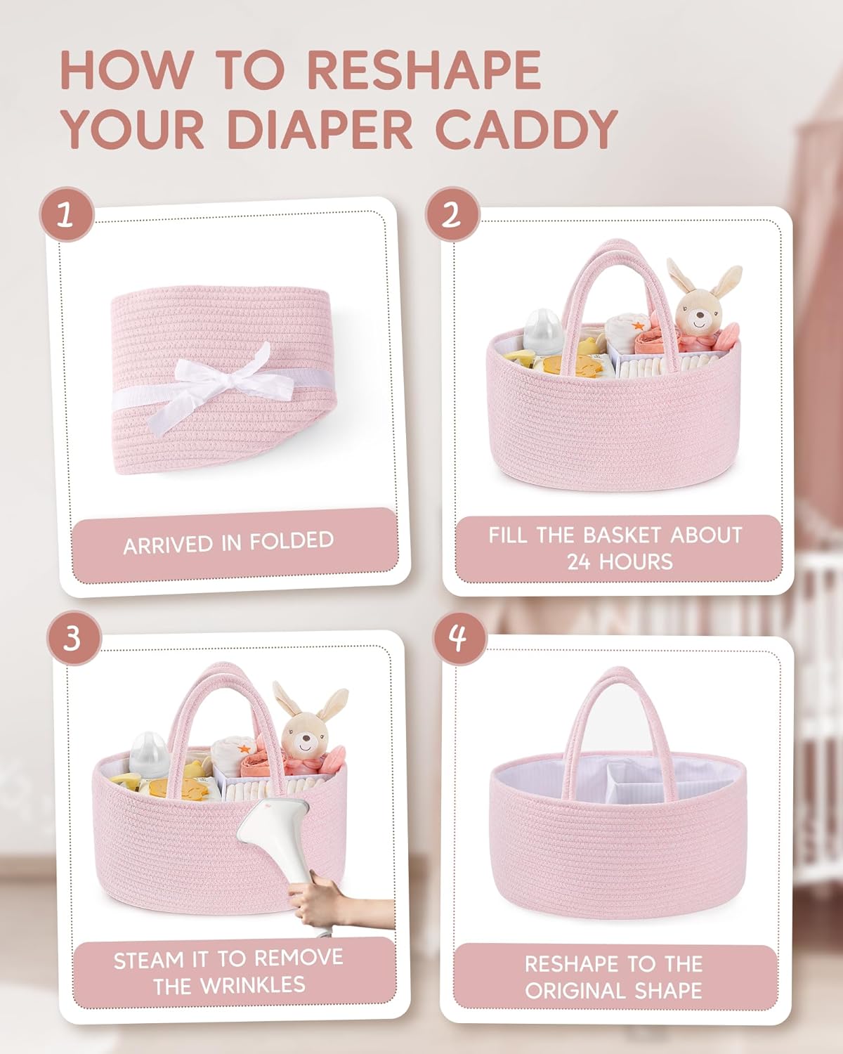 Maliton Baby Diaper Caddy Organizer with Cotton Rope Basket 1