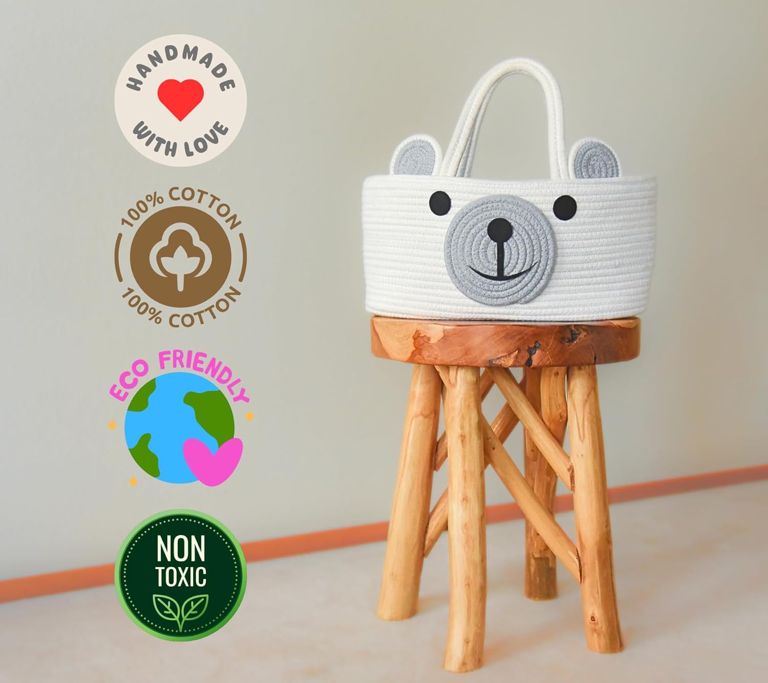Home Tots Bear Diaper Caddy Organizer Large White