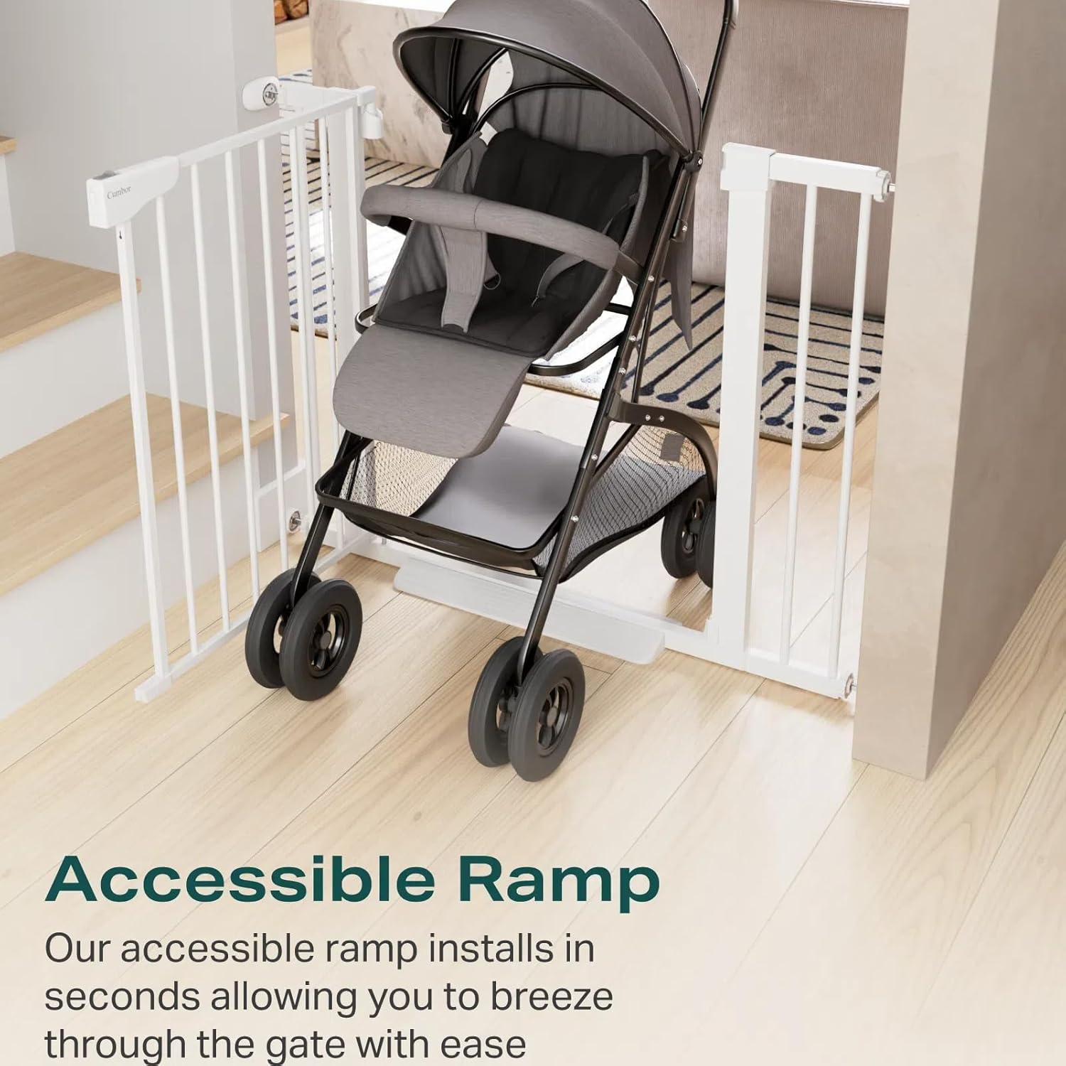 Cumbor 297-406 Inch Durable Baby Gate for Stairs