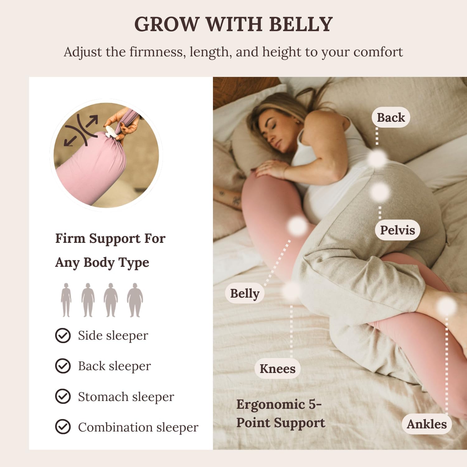 Cuddobaby 5-in-1 Cooling Pregnancy Pillow with Travel Bag