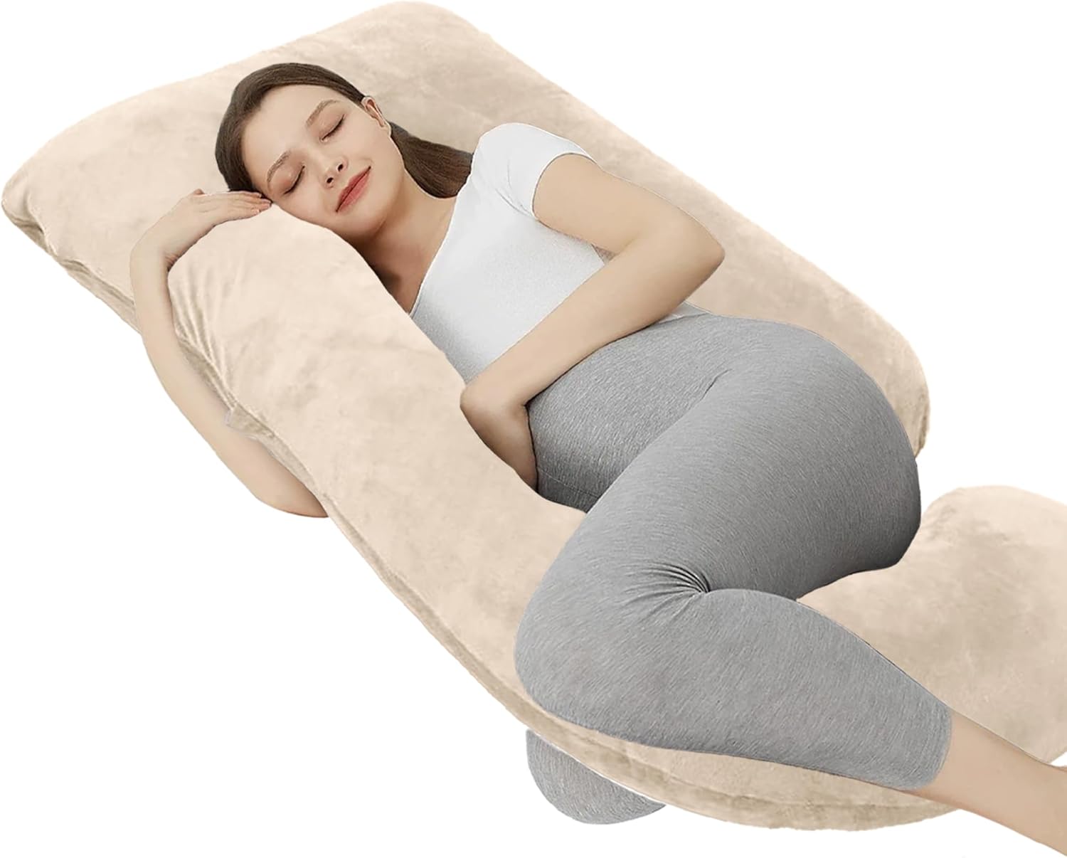 Stone Black Home Pregnancy Pillow - Oat Beige