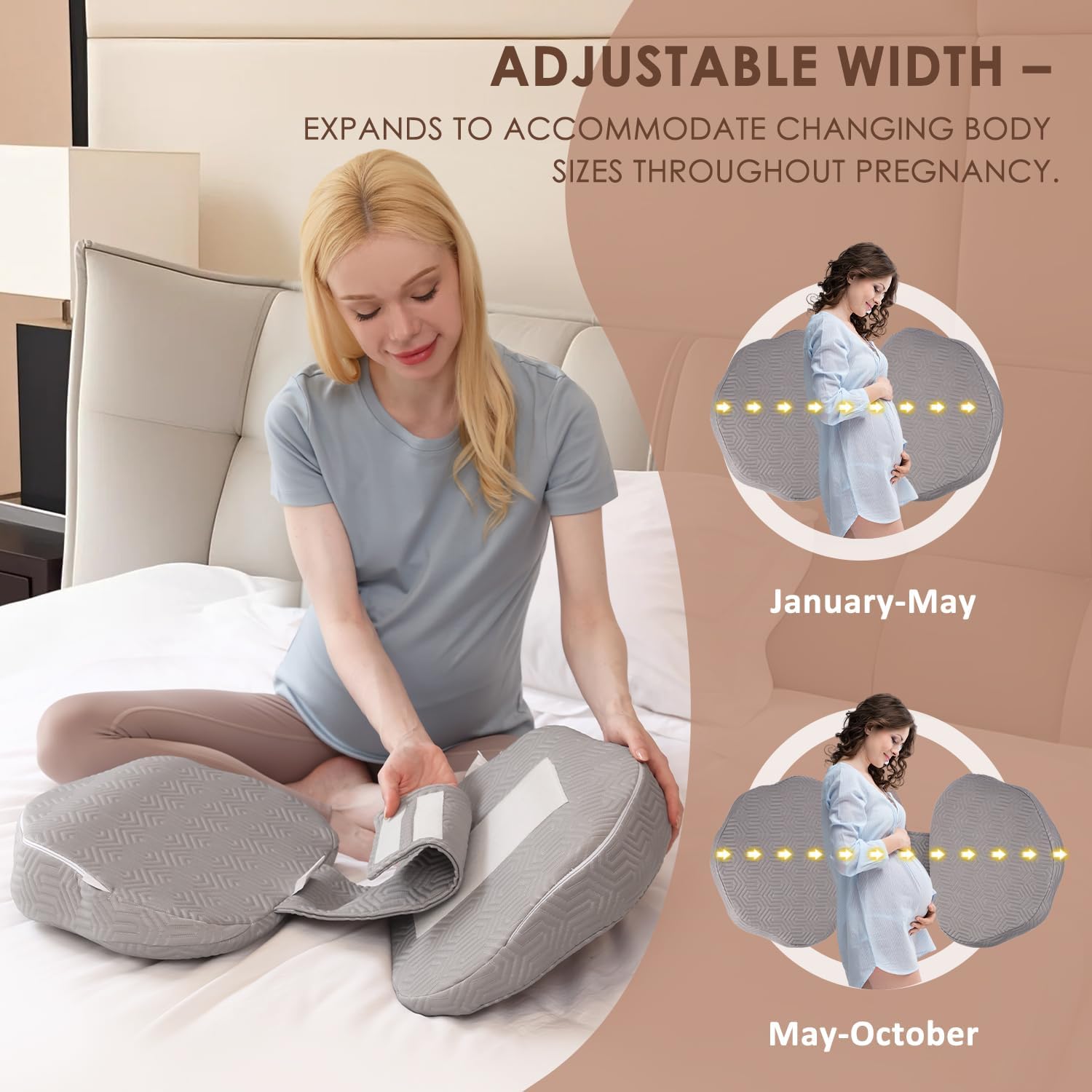 Chilling Home Pregnancy Pillow with Detachable Design - Grey
