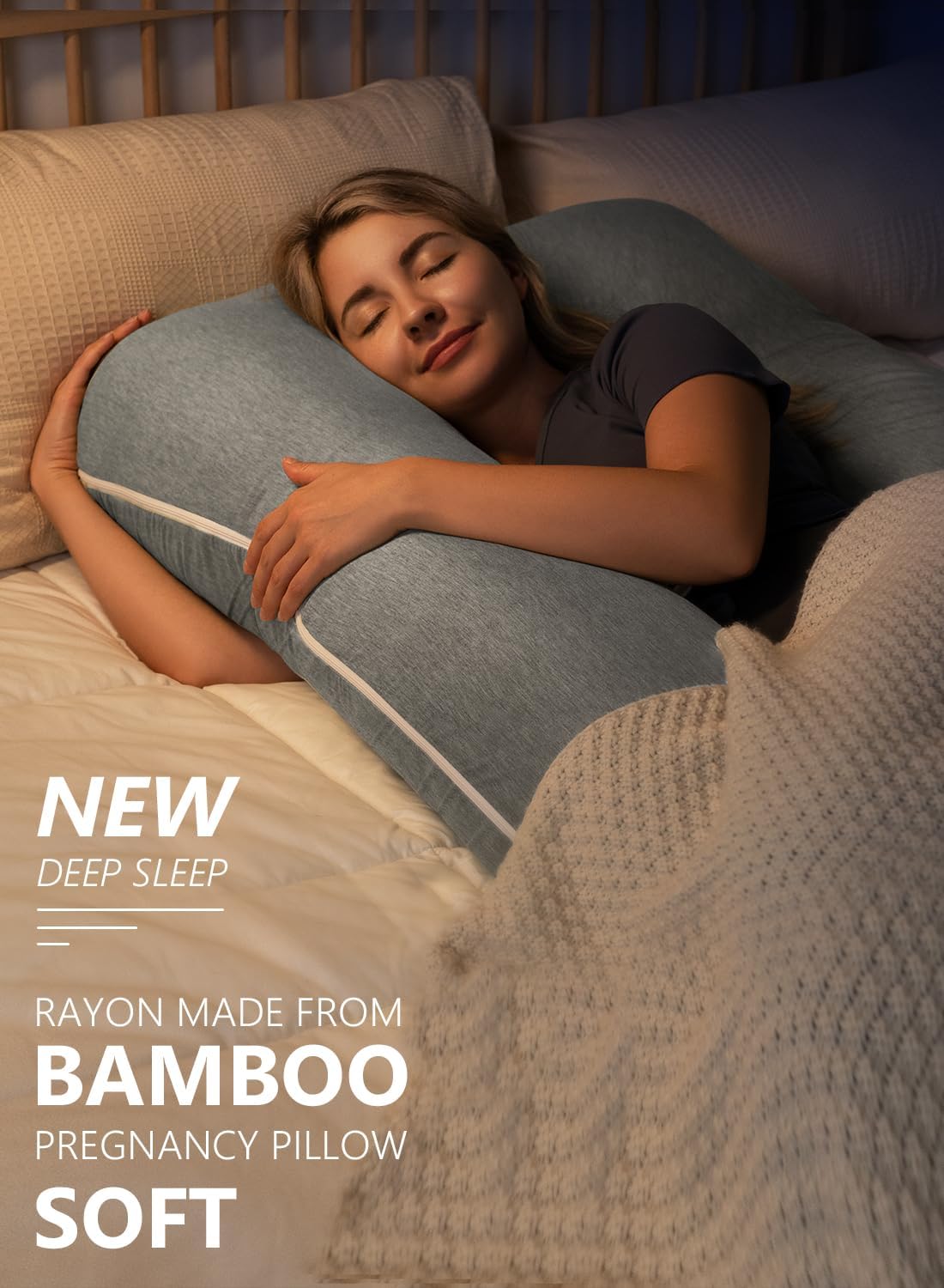 Meiz Cooling Maternity Pillow Grey 55 Inch U Shaped