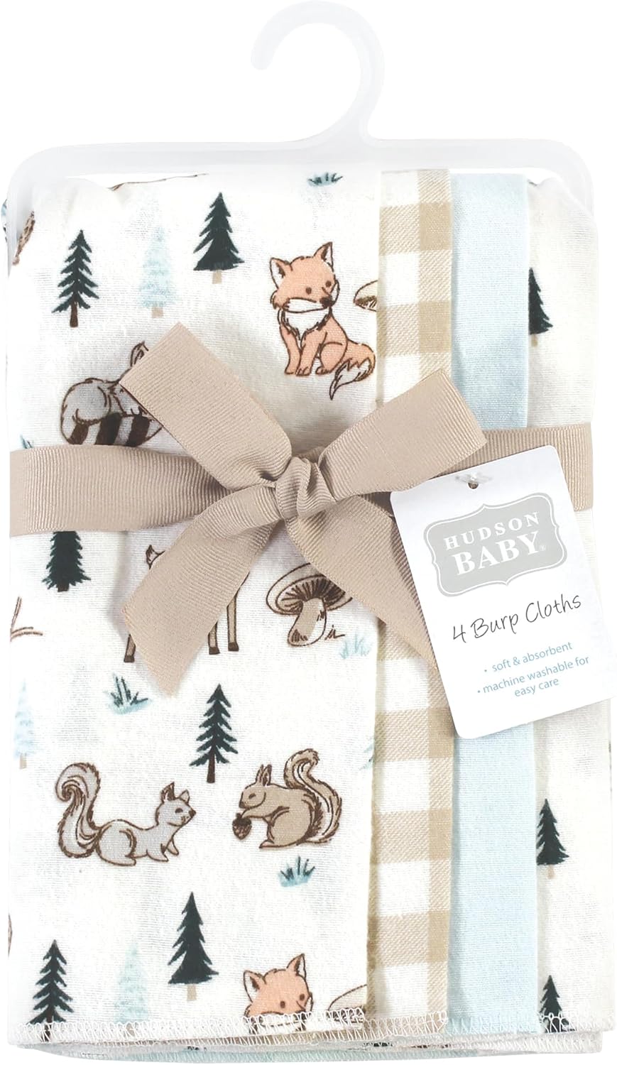 Hudson Baby Burp Cloths 8-Pack Boy Woodland Pals One Size