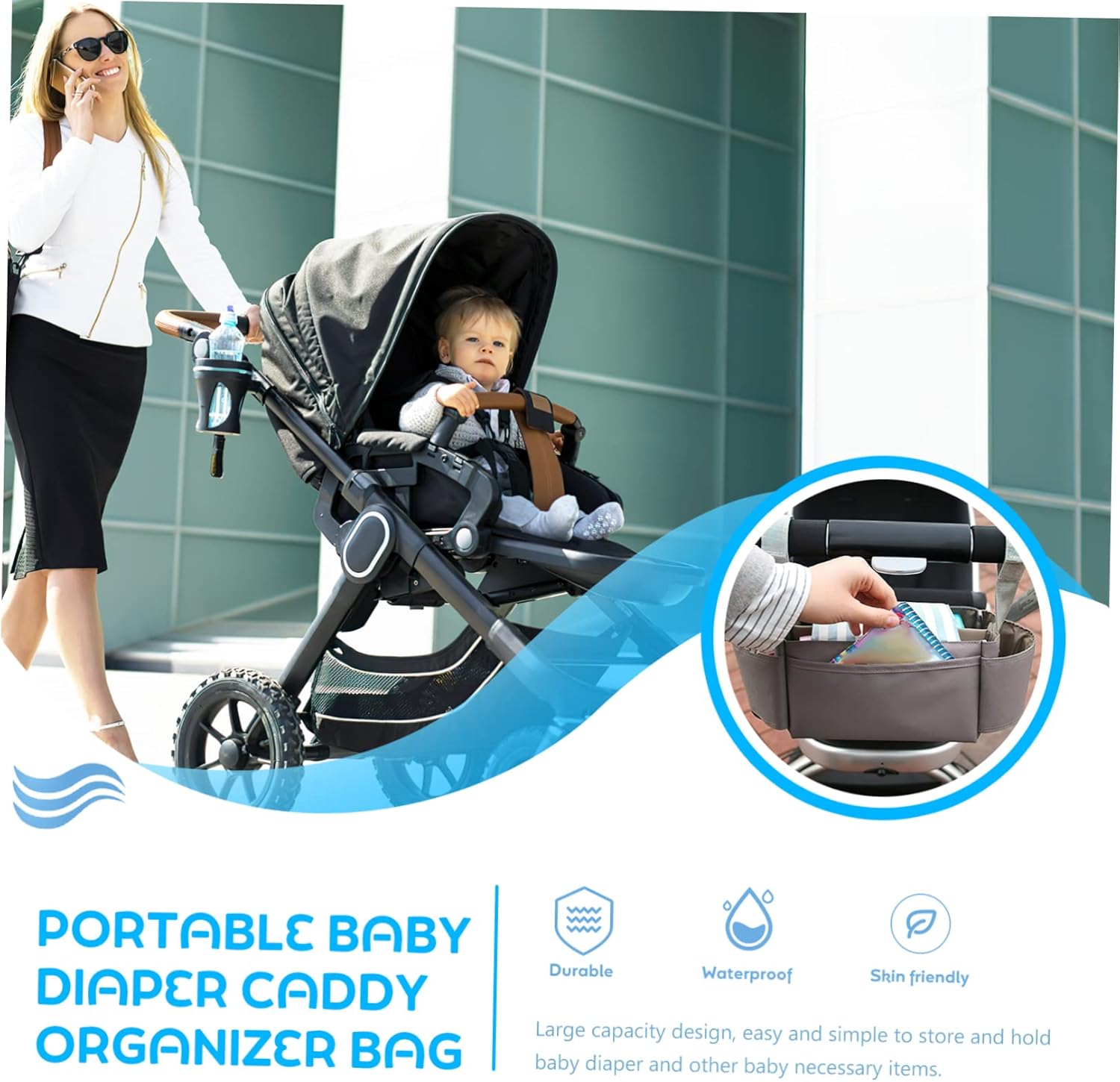 SUPVOX Lightweight Diaper Organizer Bag with Handle