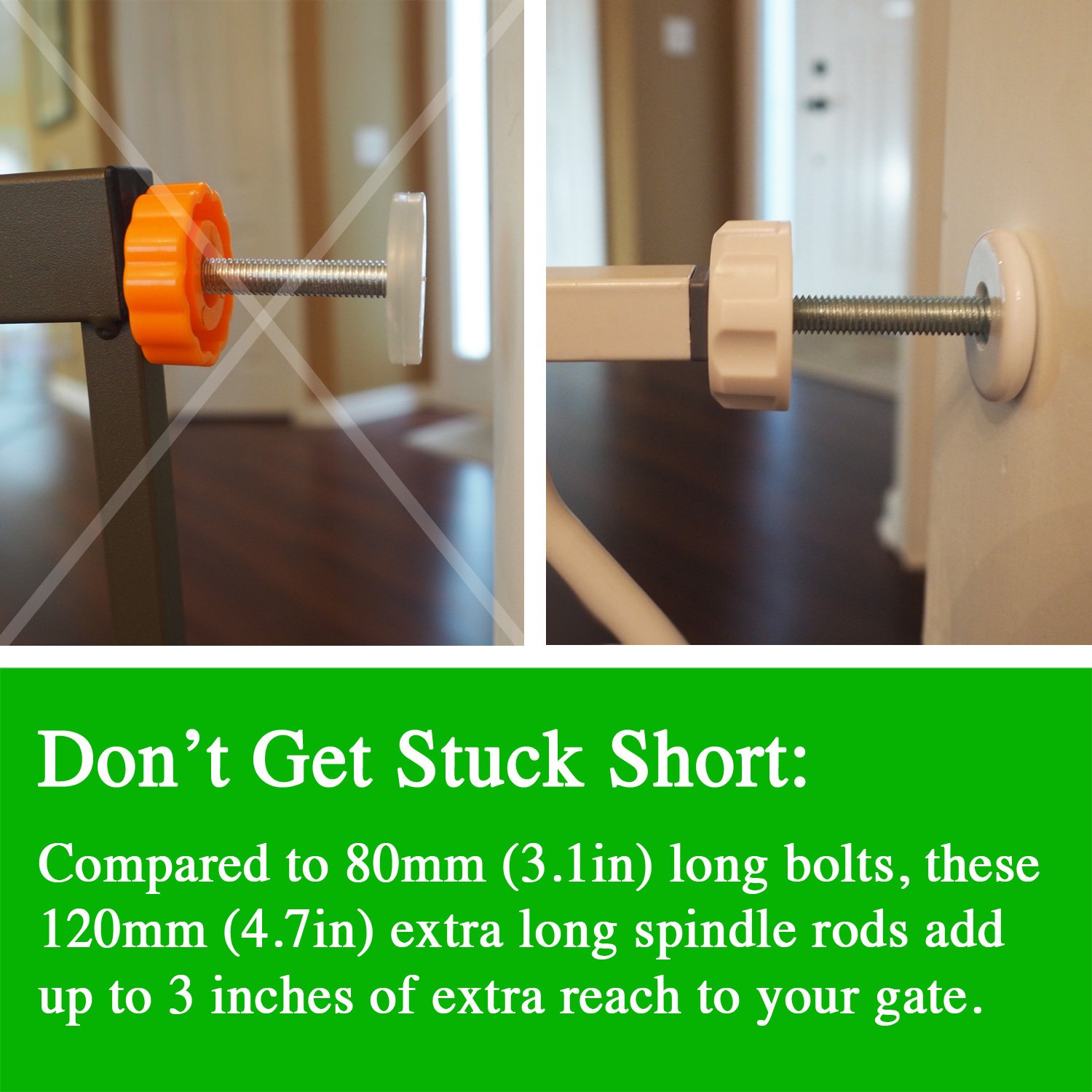Extra Long M8 Spindle Rods 4 Pack for Baby Gates