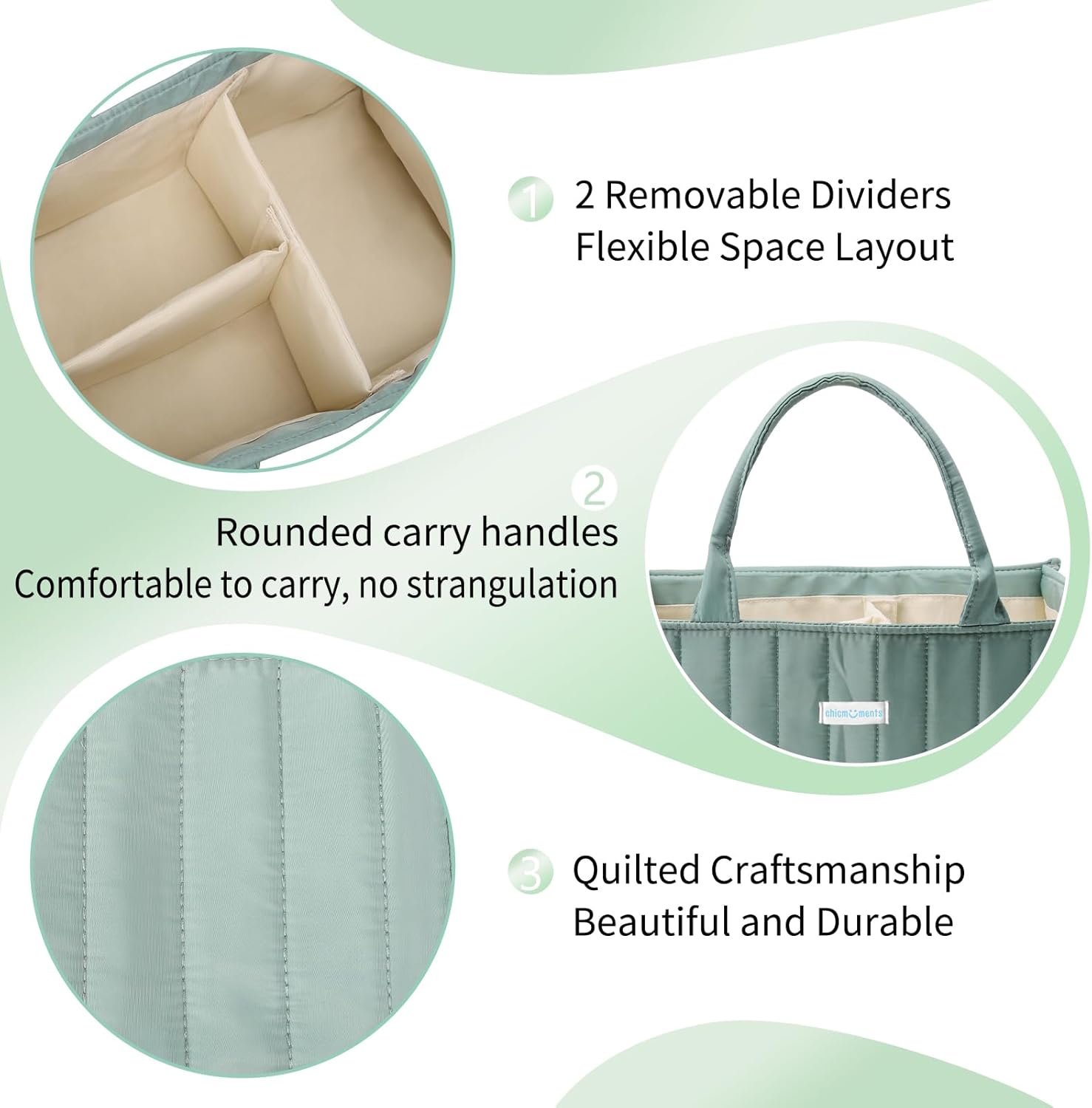 ChicMoments Baby Diaper Caddy Organizer - Matcha Green