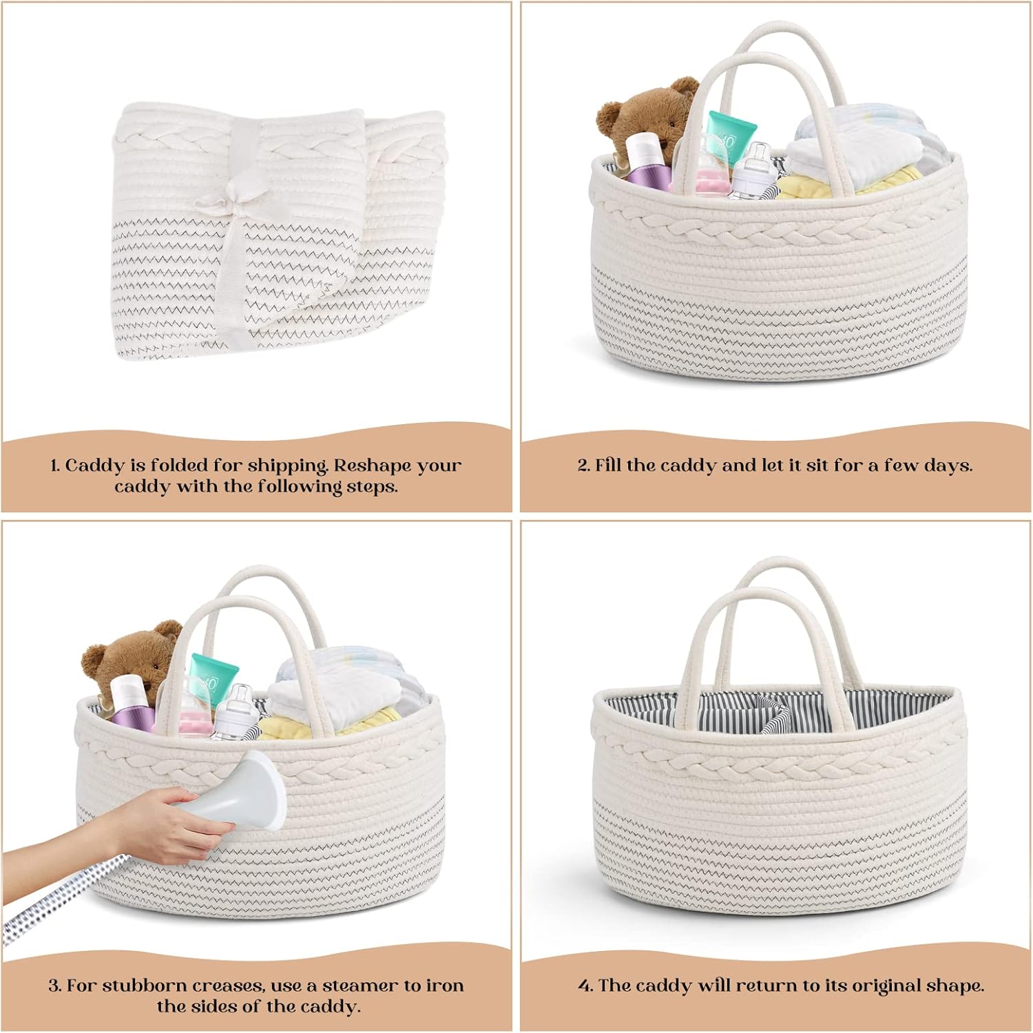 Luxury Little Diaper Caddy with 5 Rectangular Baskets