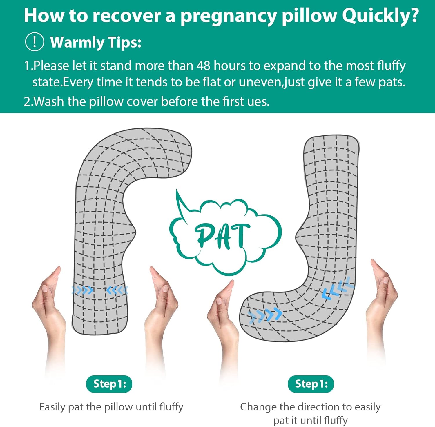 BATTOP Pregnancy Pillow with Cooling Washable Cover