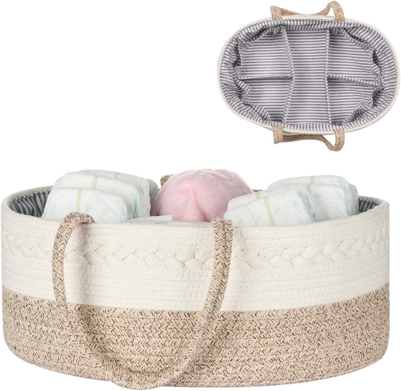 Maxgoods Baby Diaper Caddy Organizer - Cotton with Dividers and Pockets