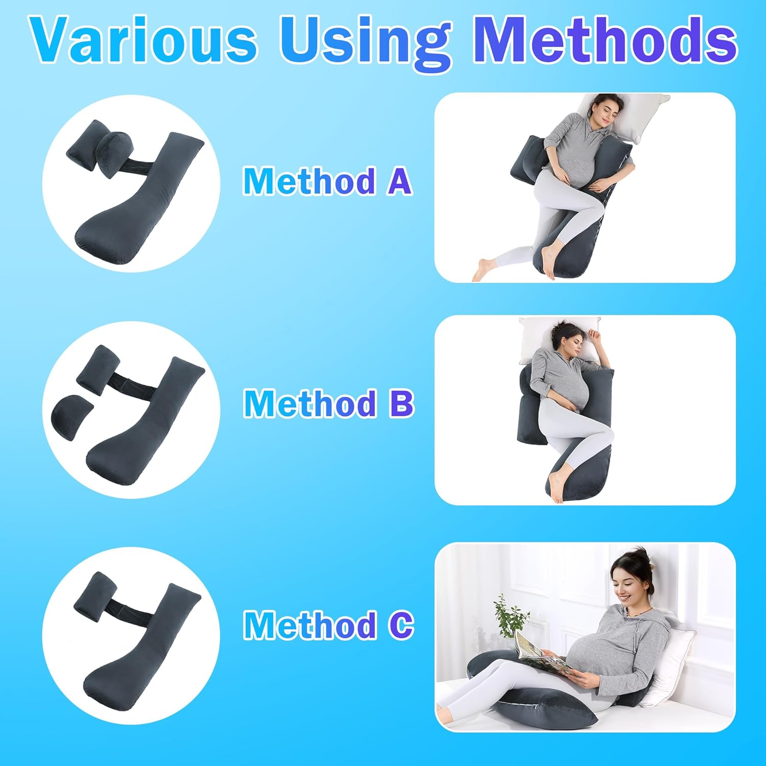 HOMBYS Shredded Memory Foam J-Shaped Pregnancy Pillow