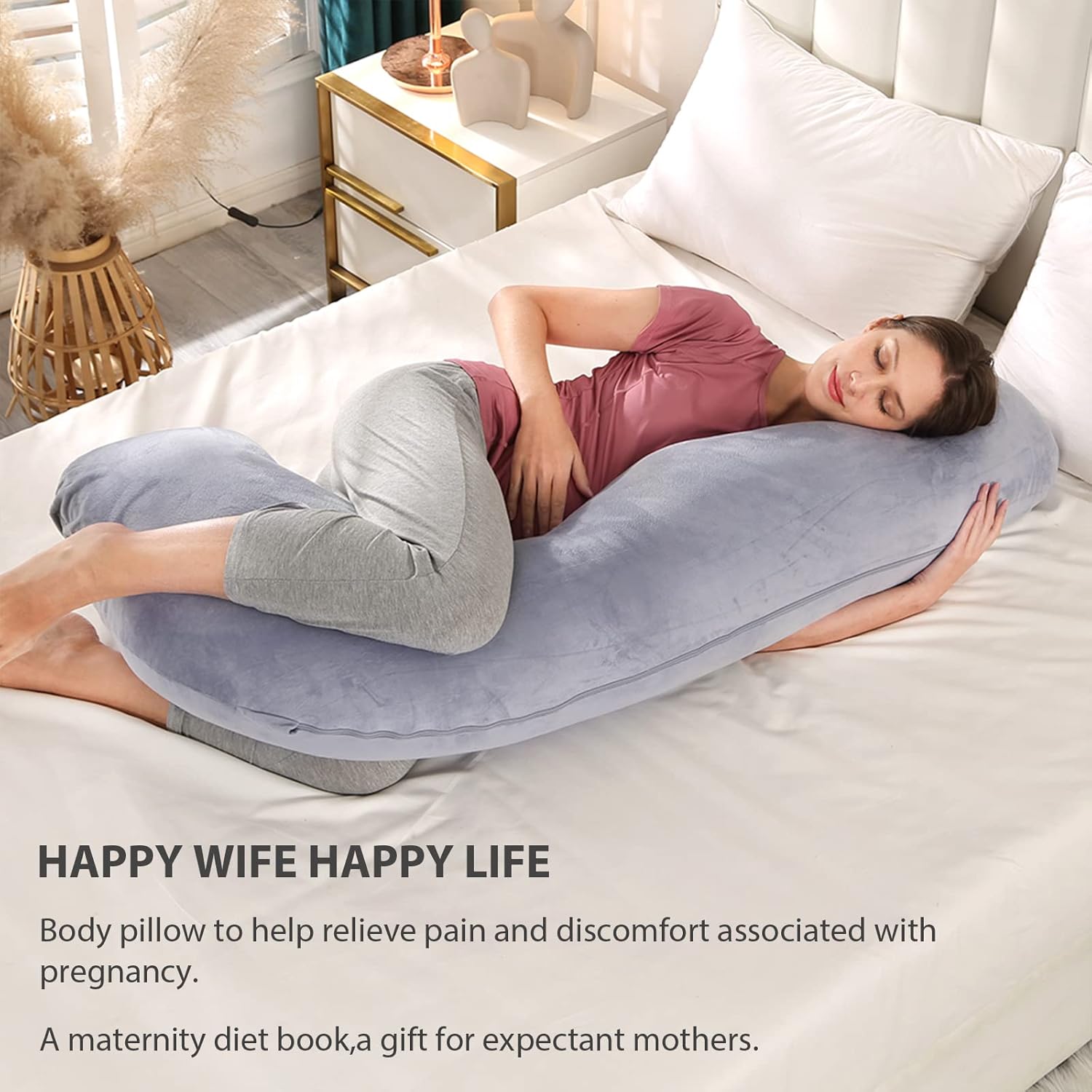 BATTOP Pregnancy Pillow with Cooling Washable Cover