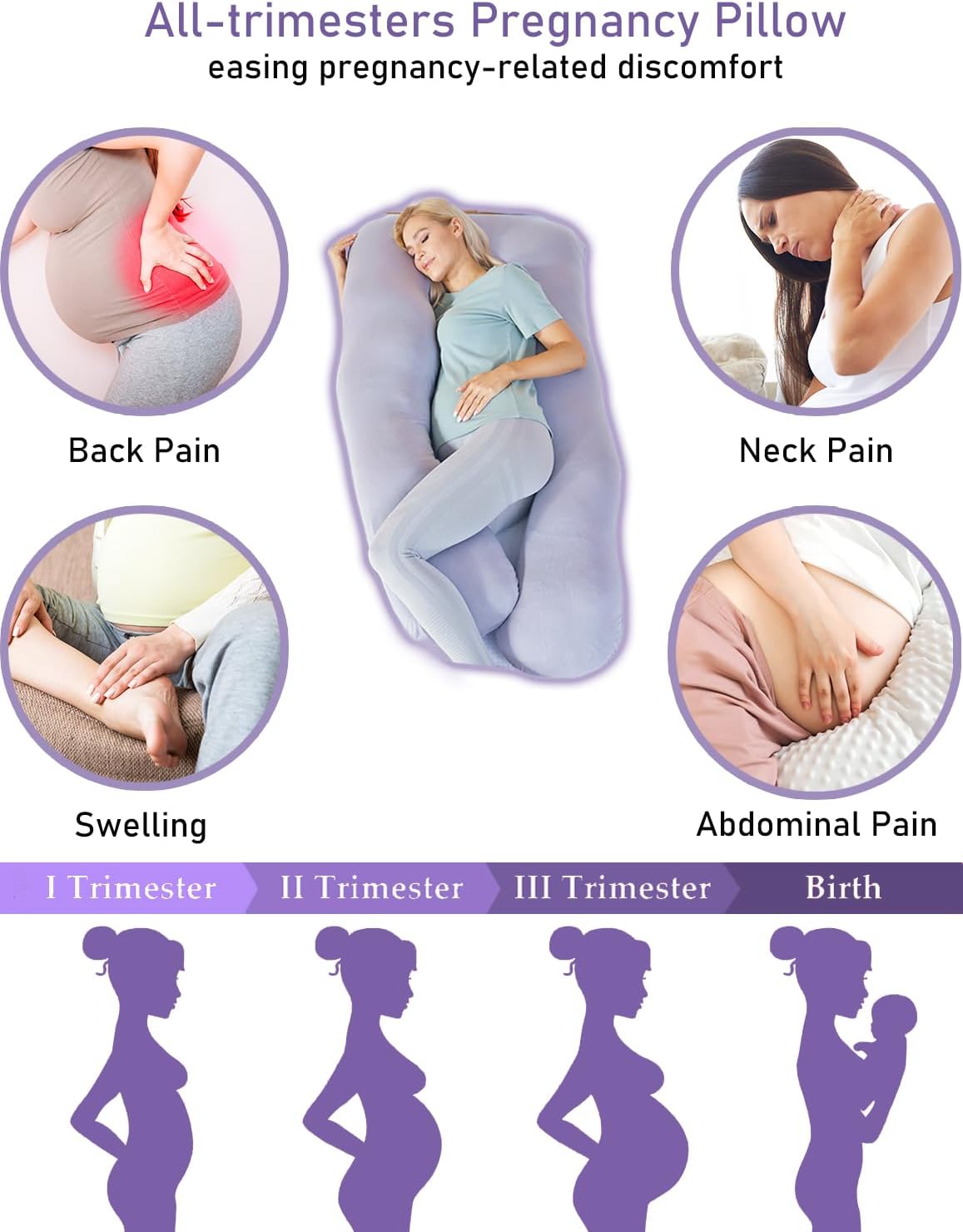 MISERRO Cooling Pregnancy Pillow with Bamboo Rayon Cotton Blend