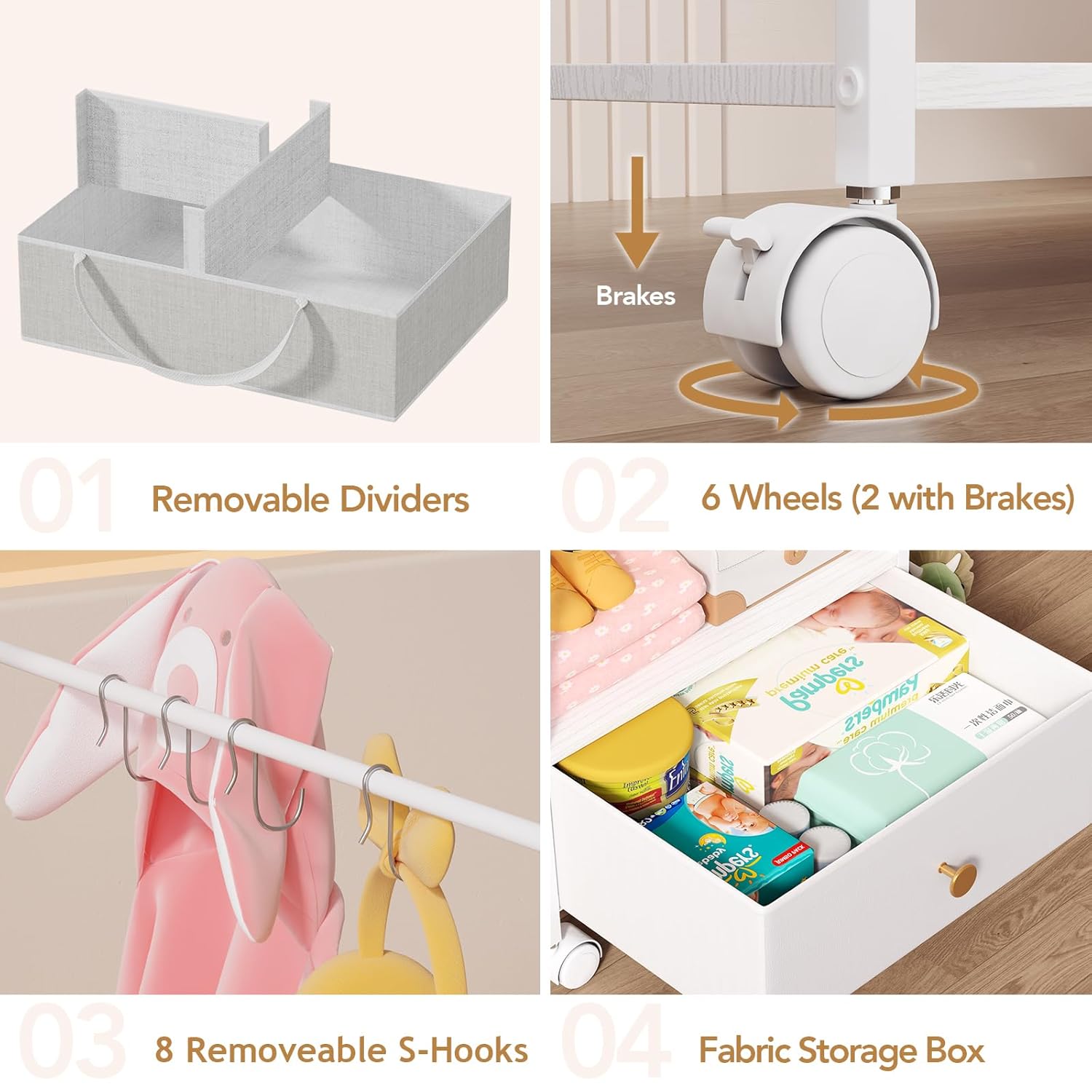 BBLIKE 3in1 Diaper Caddy Organizer with Wheels