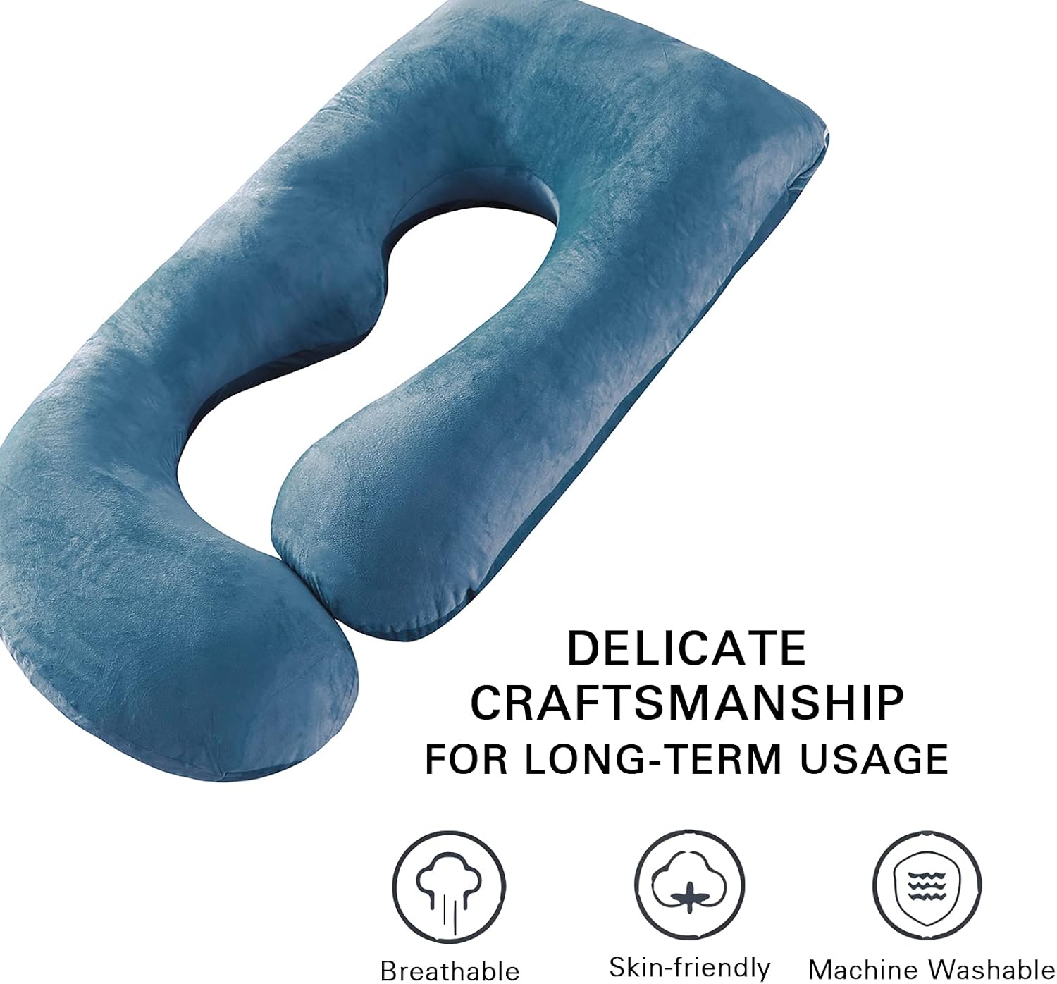 SLIGUY G-Shaped Pregnancy Pillow Case 57-Inch Velvet Double Zipper
