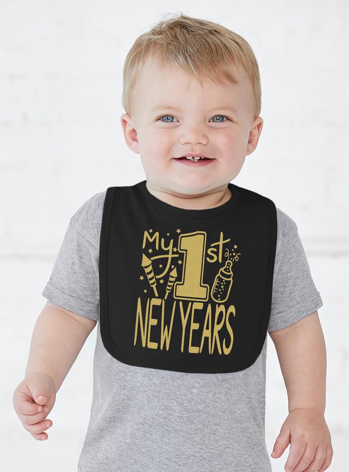 Aidens Corner Gold Flake New Year Baby Bib Set