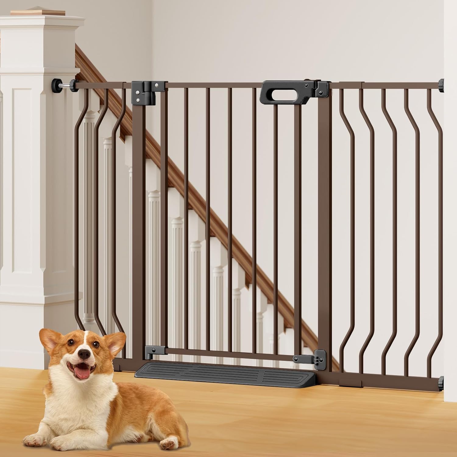 GROWNSY Baby Gate with Anti-Trip Pedal and V-Shaped Rods