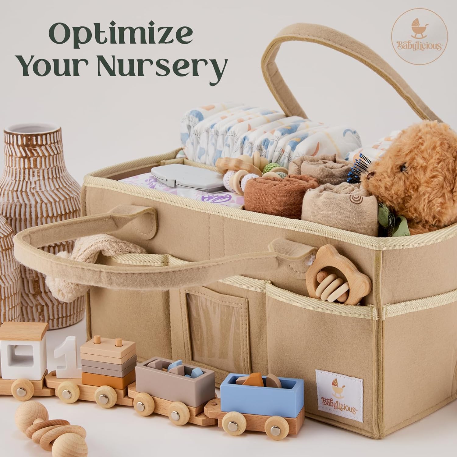 Babylicious Baby Diaper Caddy Organizer Tan