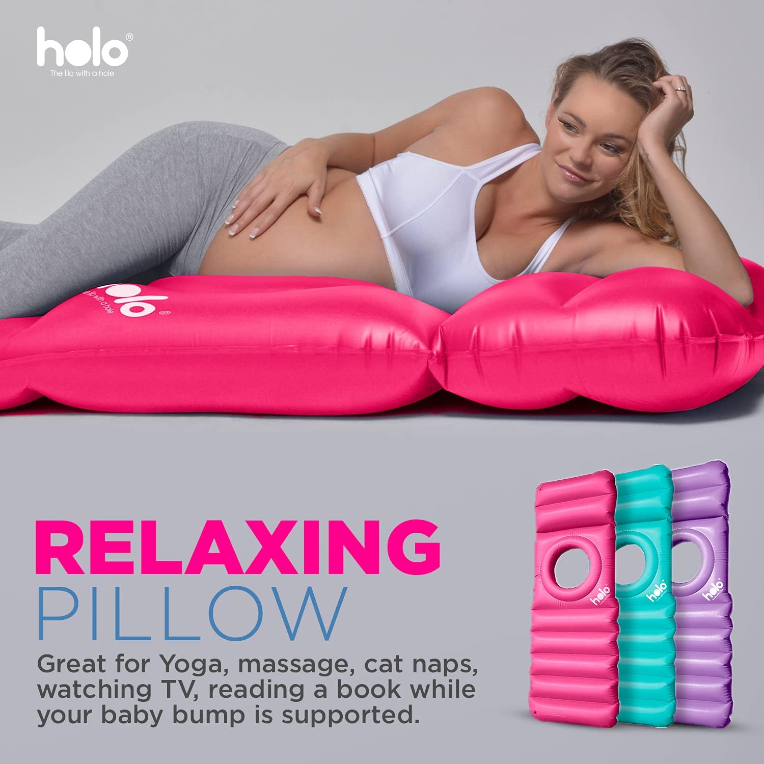 HOLO Original Inflatable Pregnancy Pillow - Full Body Support Pink