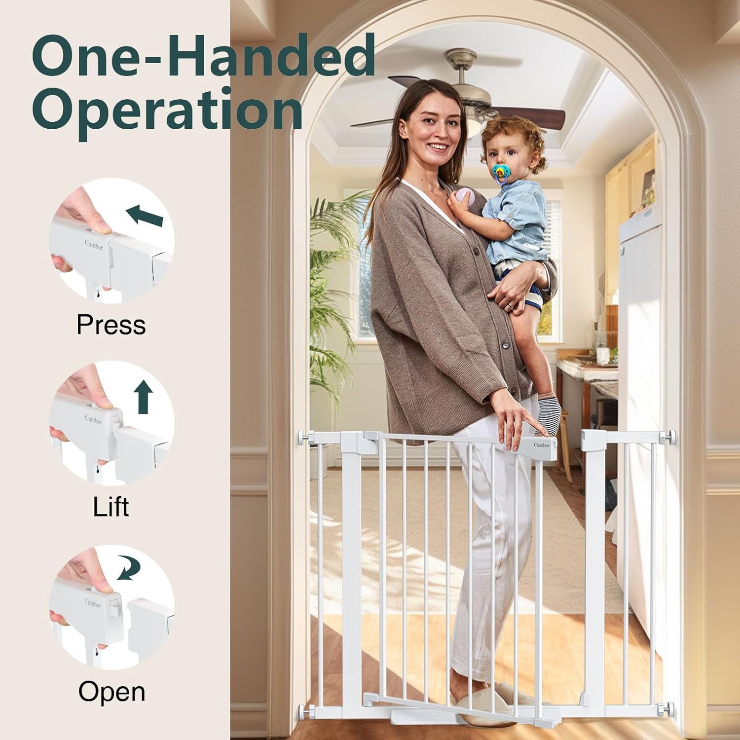 Cumbor 297-406 Inch Durable Baby Gate for Stairs