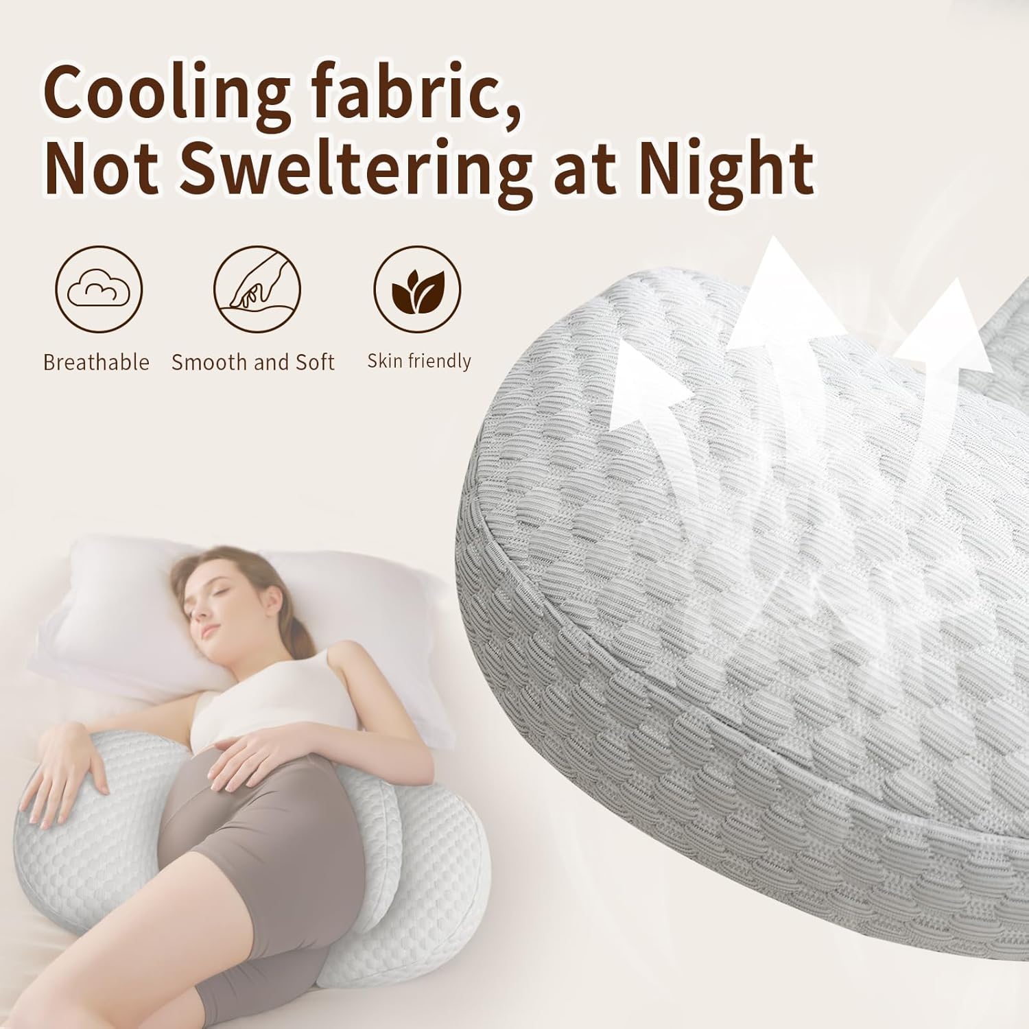 Cococu Cooling Pregnancy Pillow with Adjustable Wedge Support - Grey