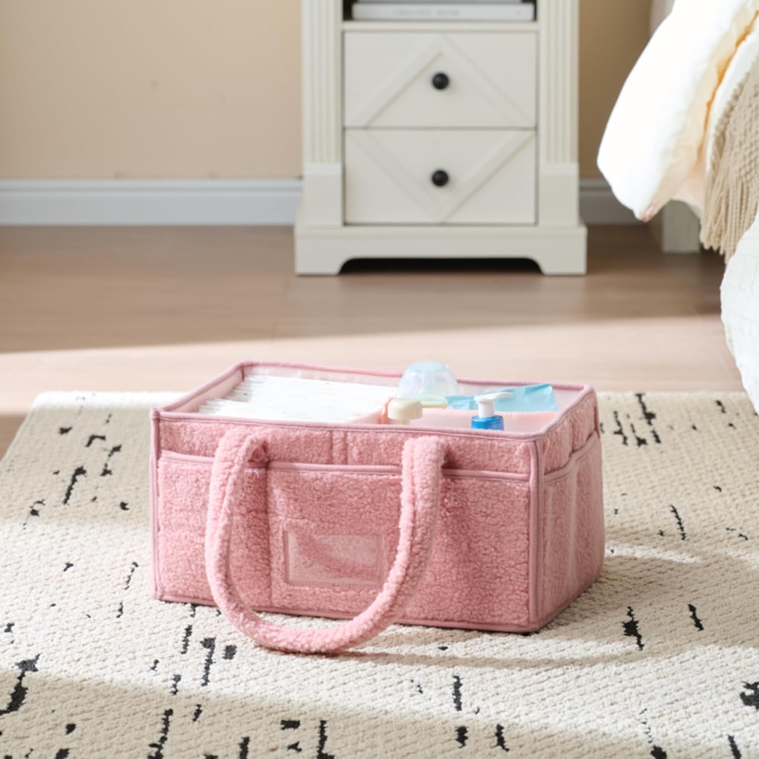 Luxury Little Baby Diaper Caddy Organizer Pink