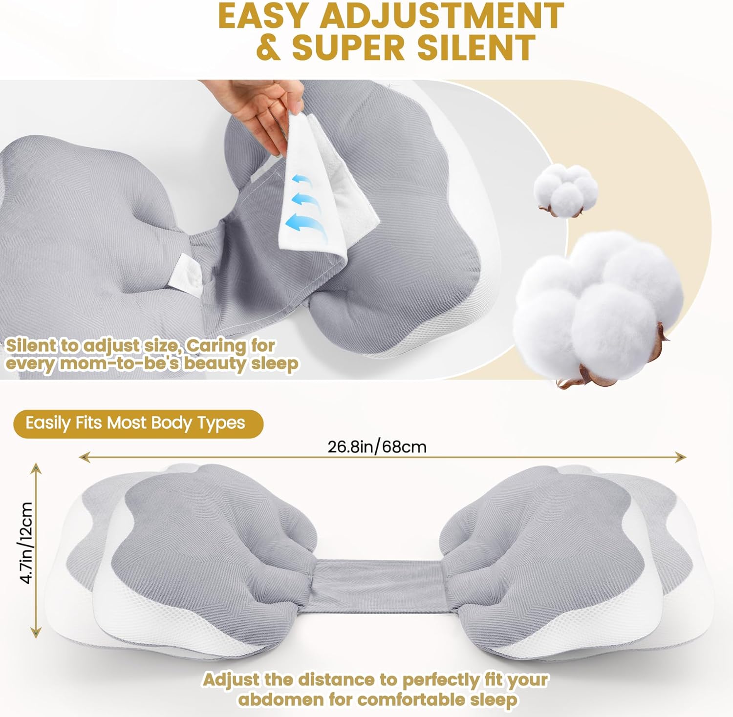 URMYWO Pregnancy Pillow Set - 4 Piece with Adjustable Velcro