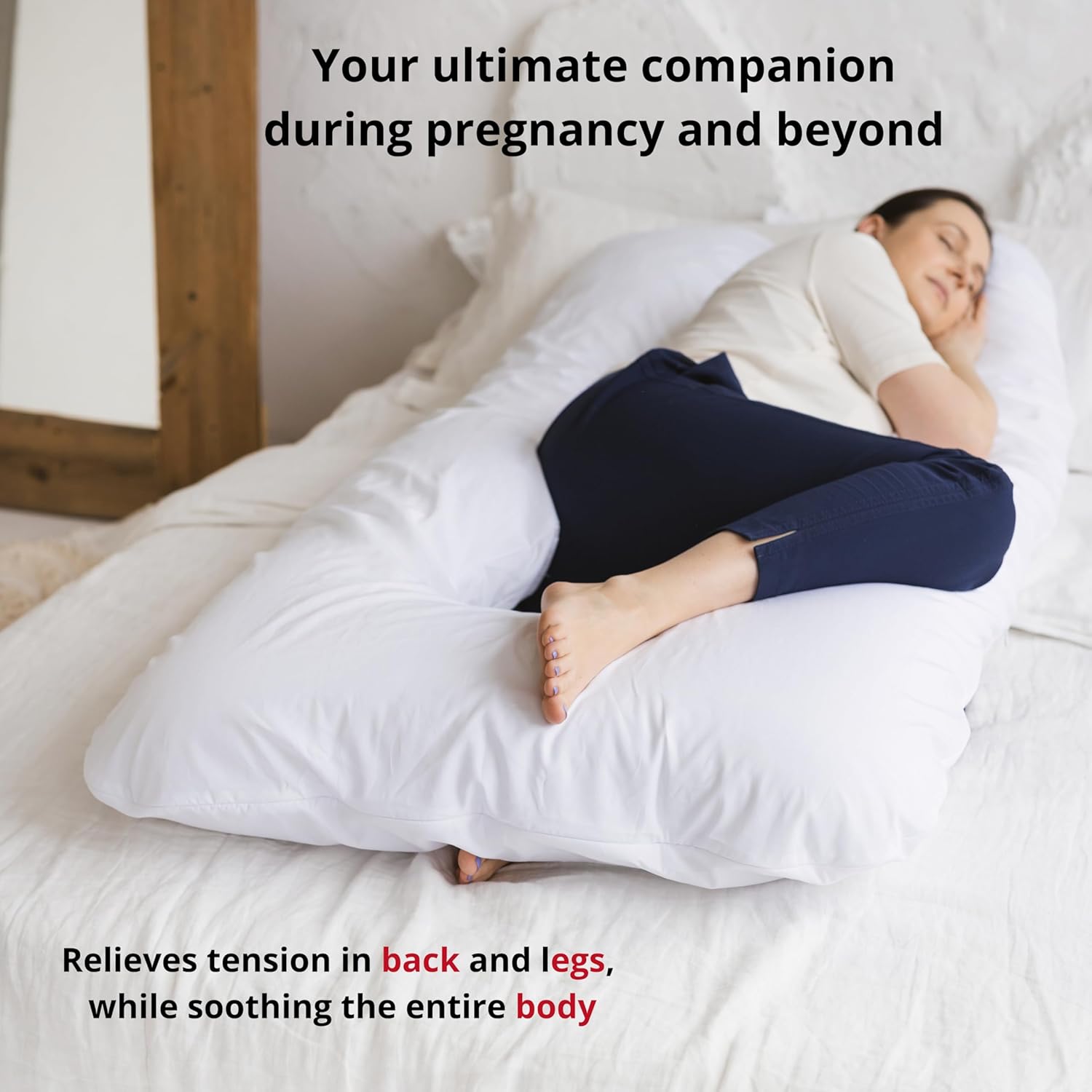 MINICAMP Organic U-Shape Pregnancy Pillow for Support and Comfort
