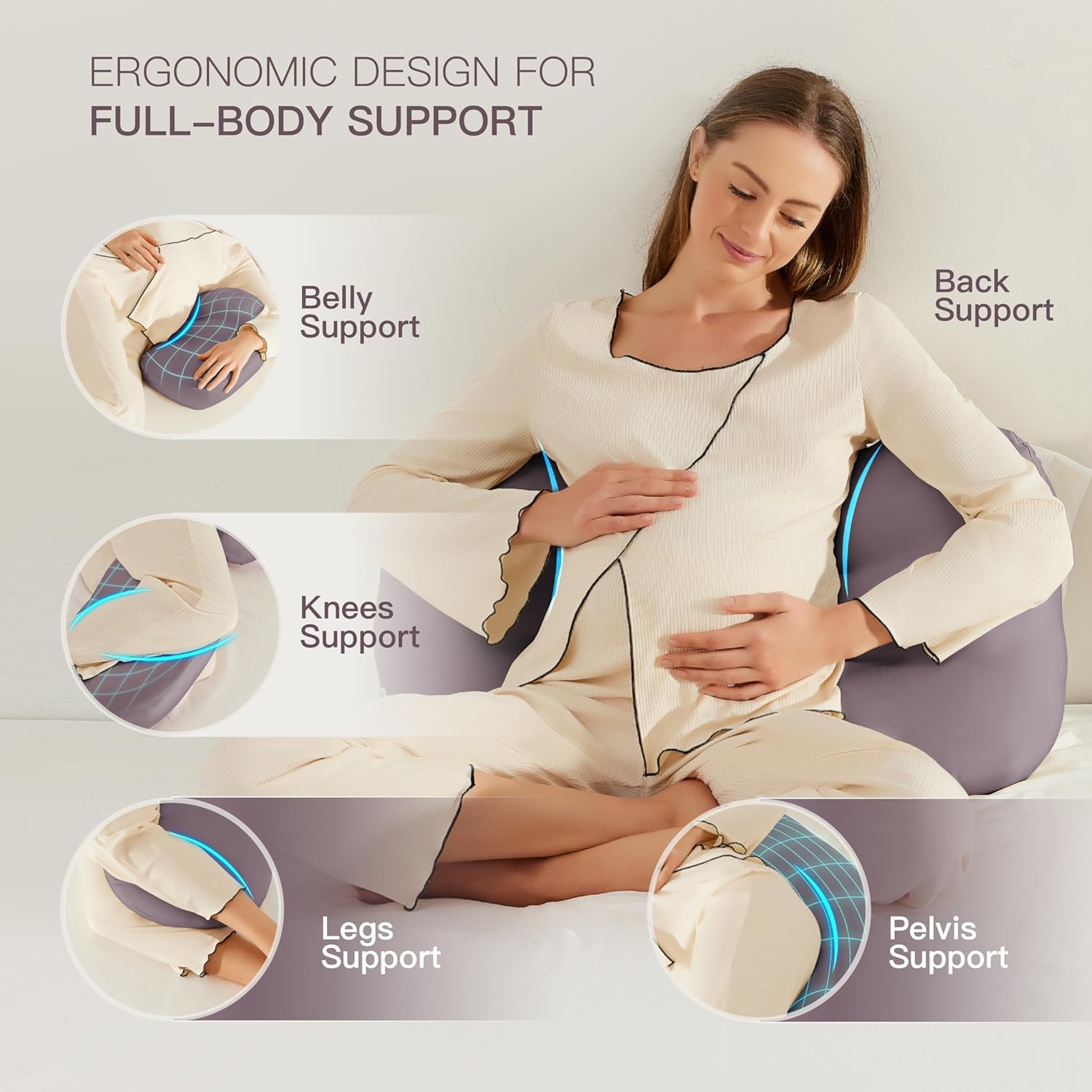 COZYREST Pregnancy Pillow with Cooling TENCEL and Adjustable Support 1