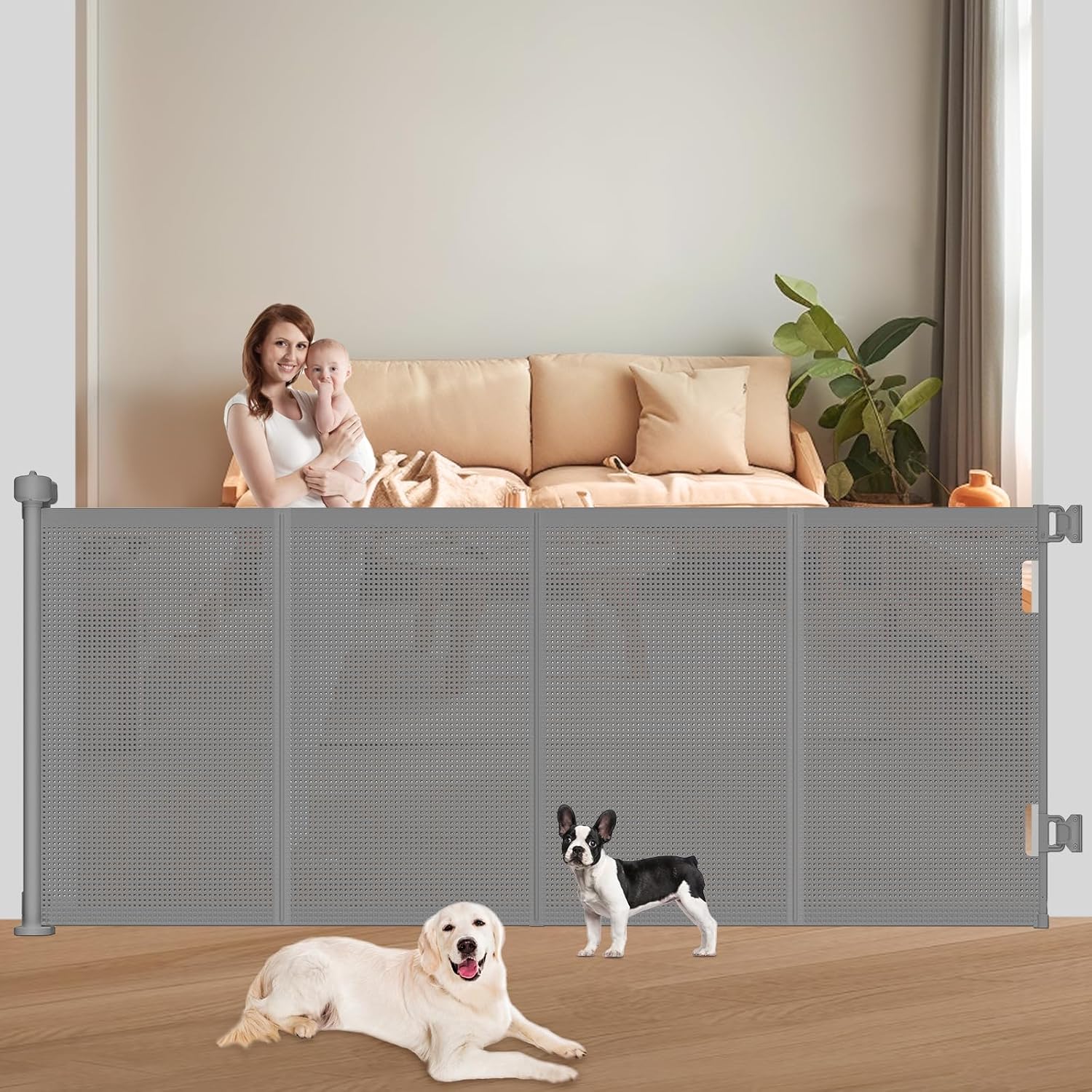 Pawtners 71 Retractable Baby Gate - Grey 1