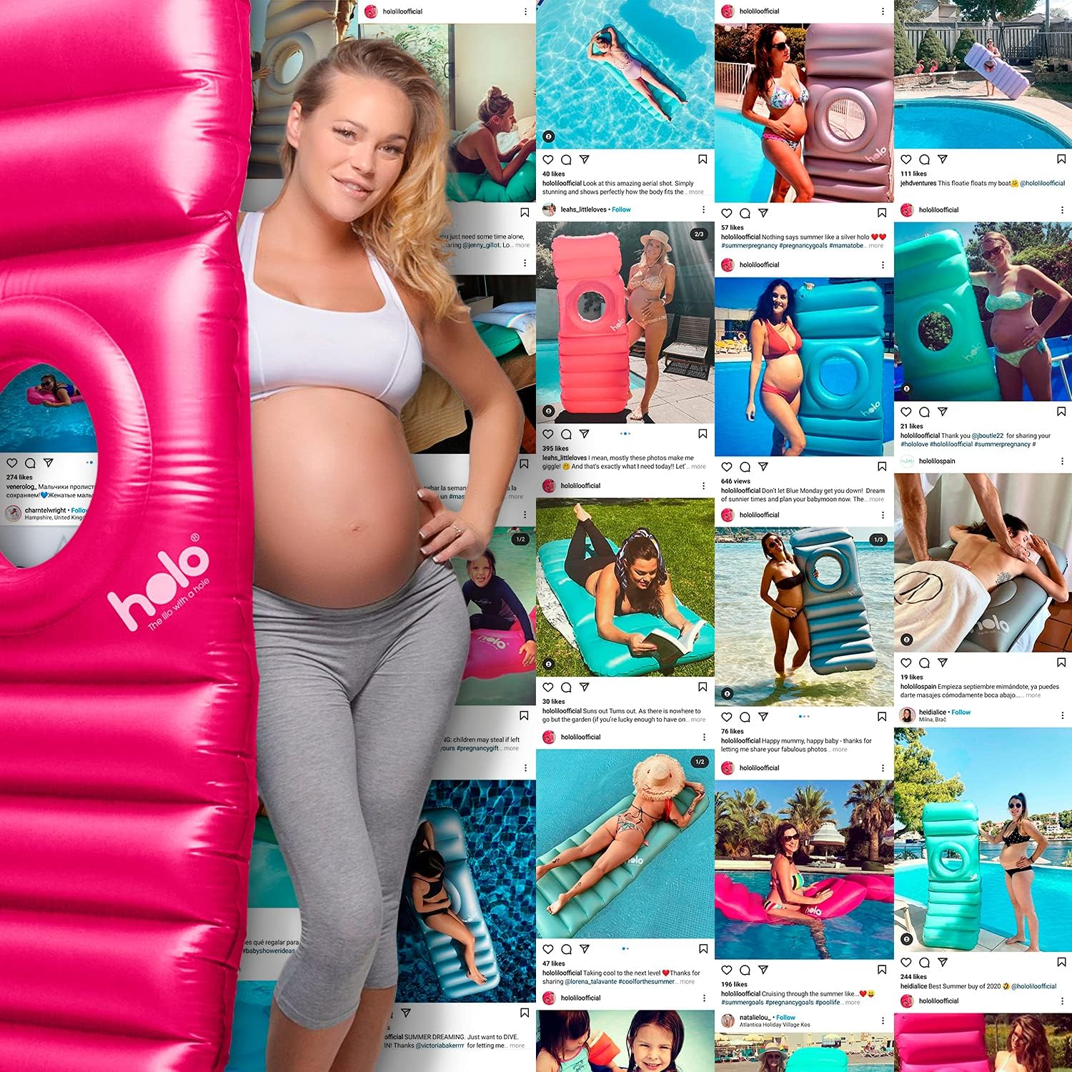 HOLO Original Inflatable Pregnancy Pillow - Full Body Support Pink