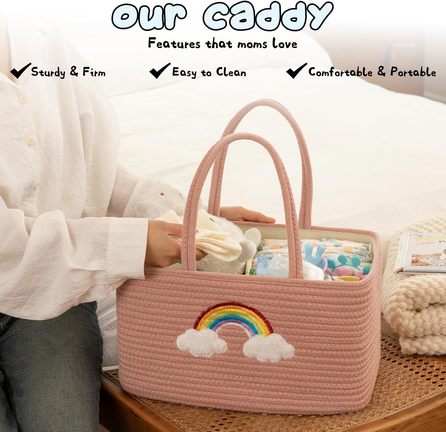 OIAHOMY Large Baby Diaper Caddy Organizer with Handles