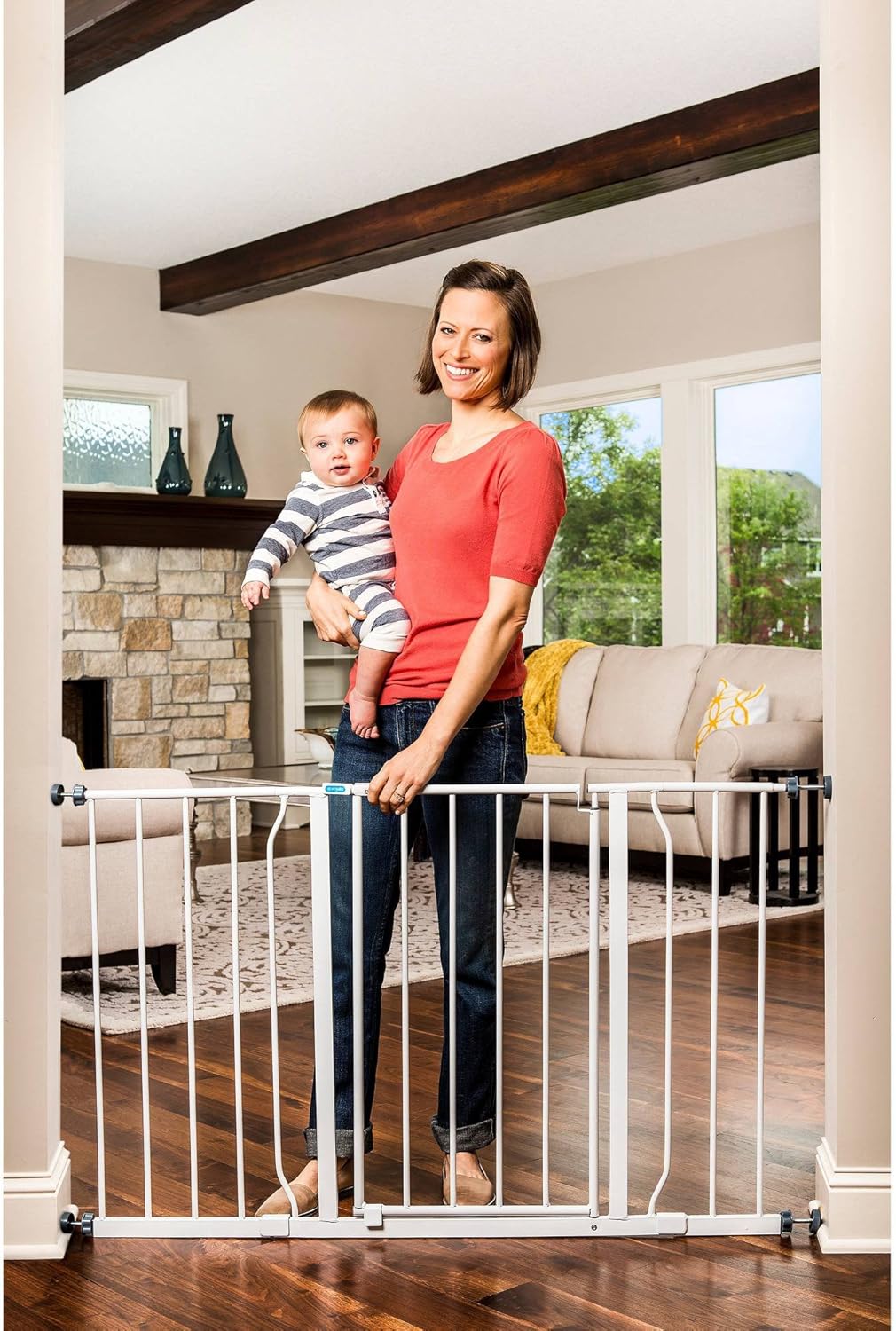 Regalo 47-Inch Super Wide Walk Thru Baby Gate with Safety Features