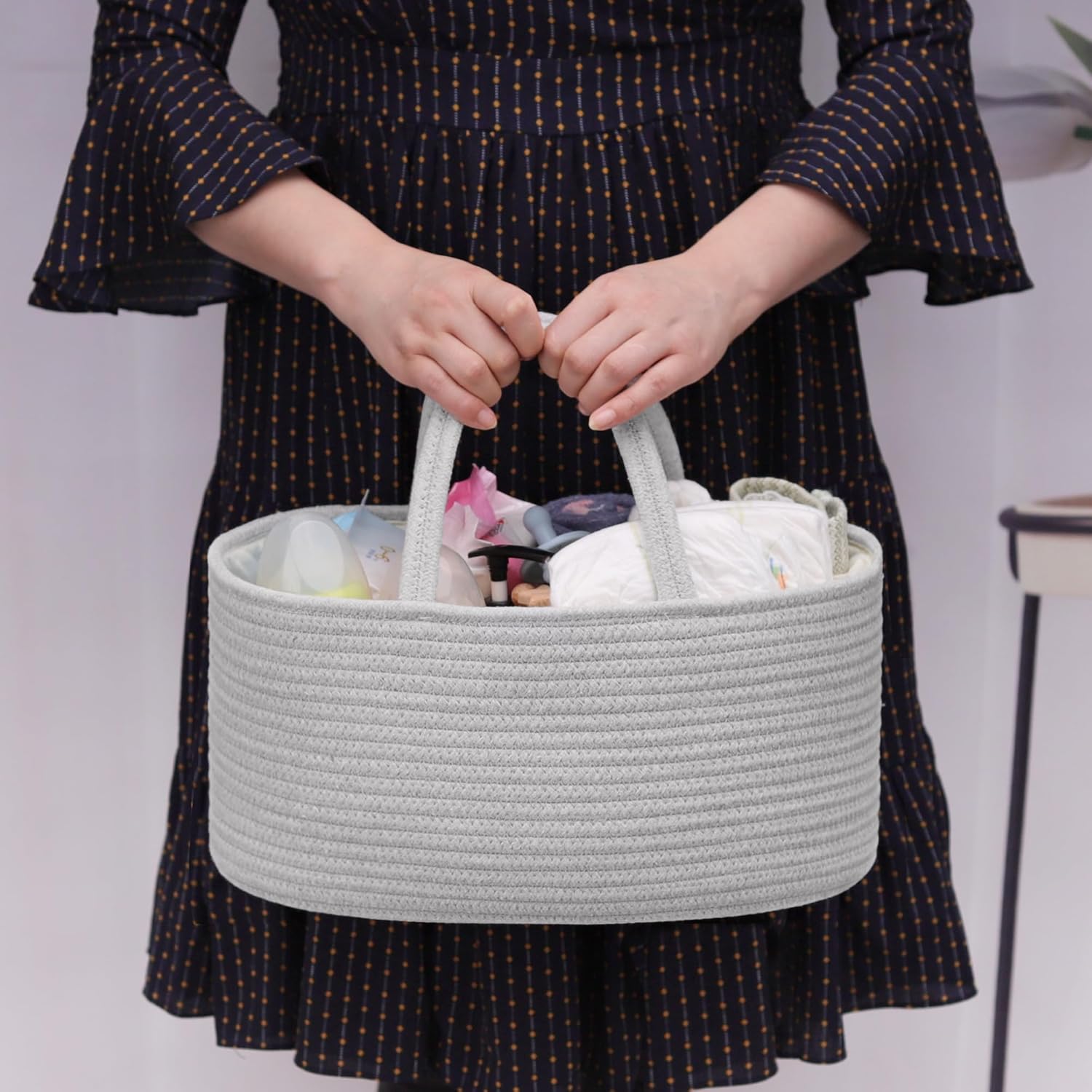 COMSE Large Diaper Caddy Organizer with T Dividers and Gift Bag