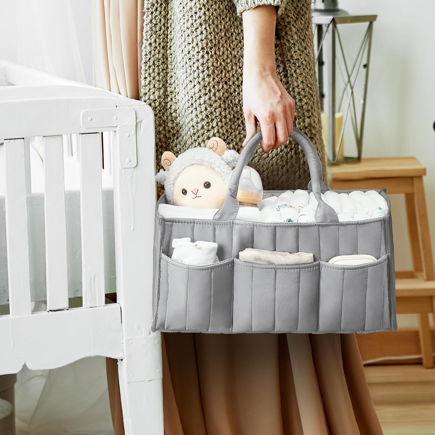 Ankyle Starry Sky Grey Diaper Caddy Organizer with Handles