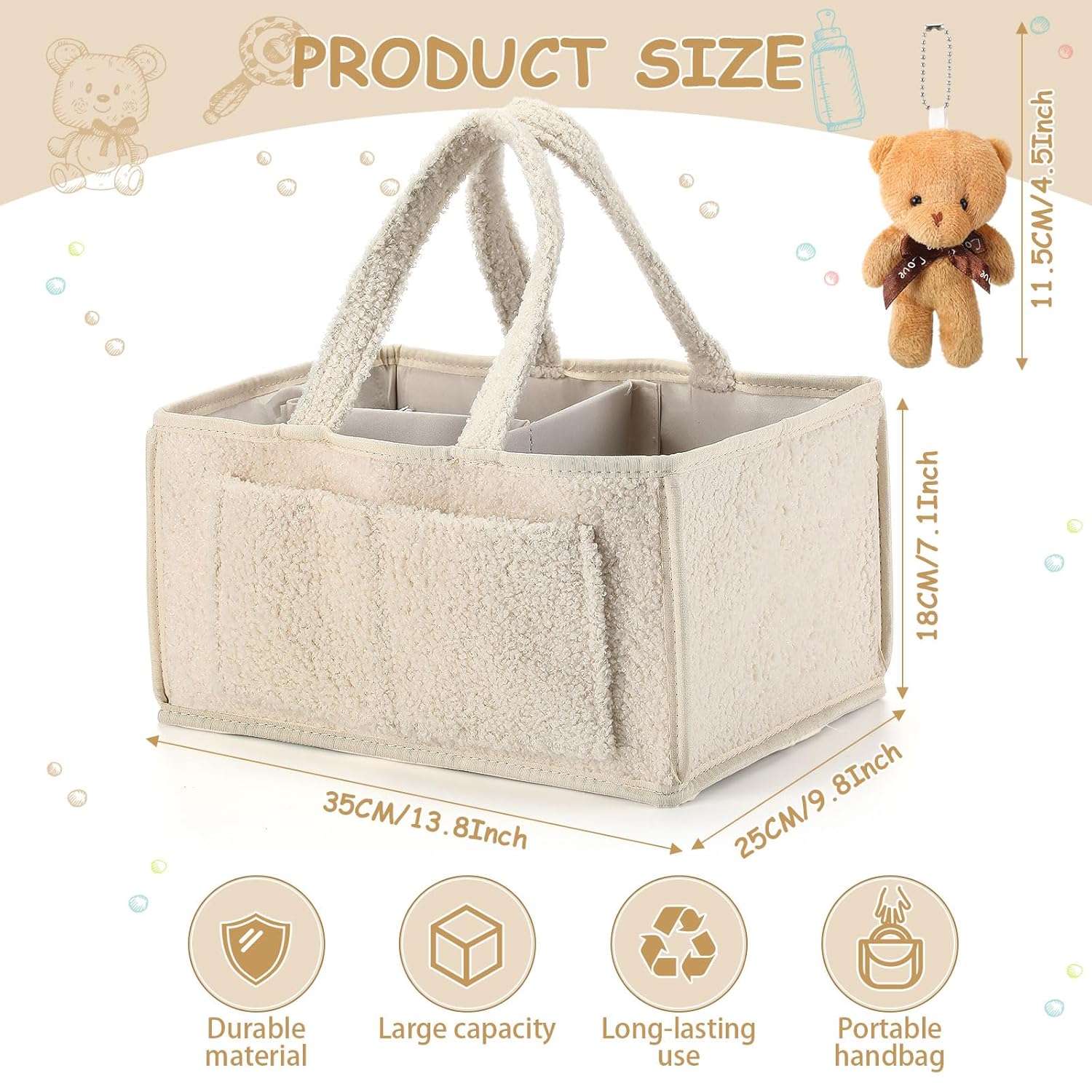 Teenyyou 2 Pcs Baby Diaper Caddy Organizer Set