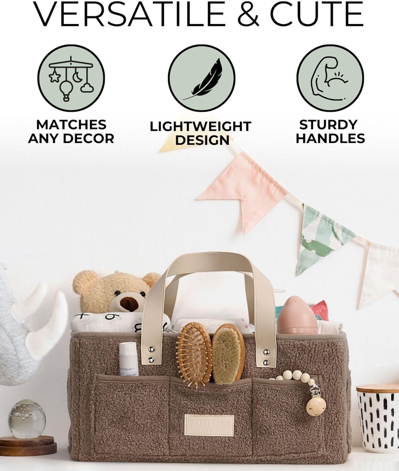 Toodly Baby Diaper Caddy with Changing Mat Organizer