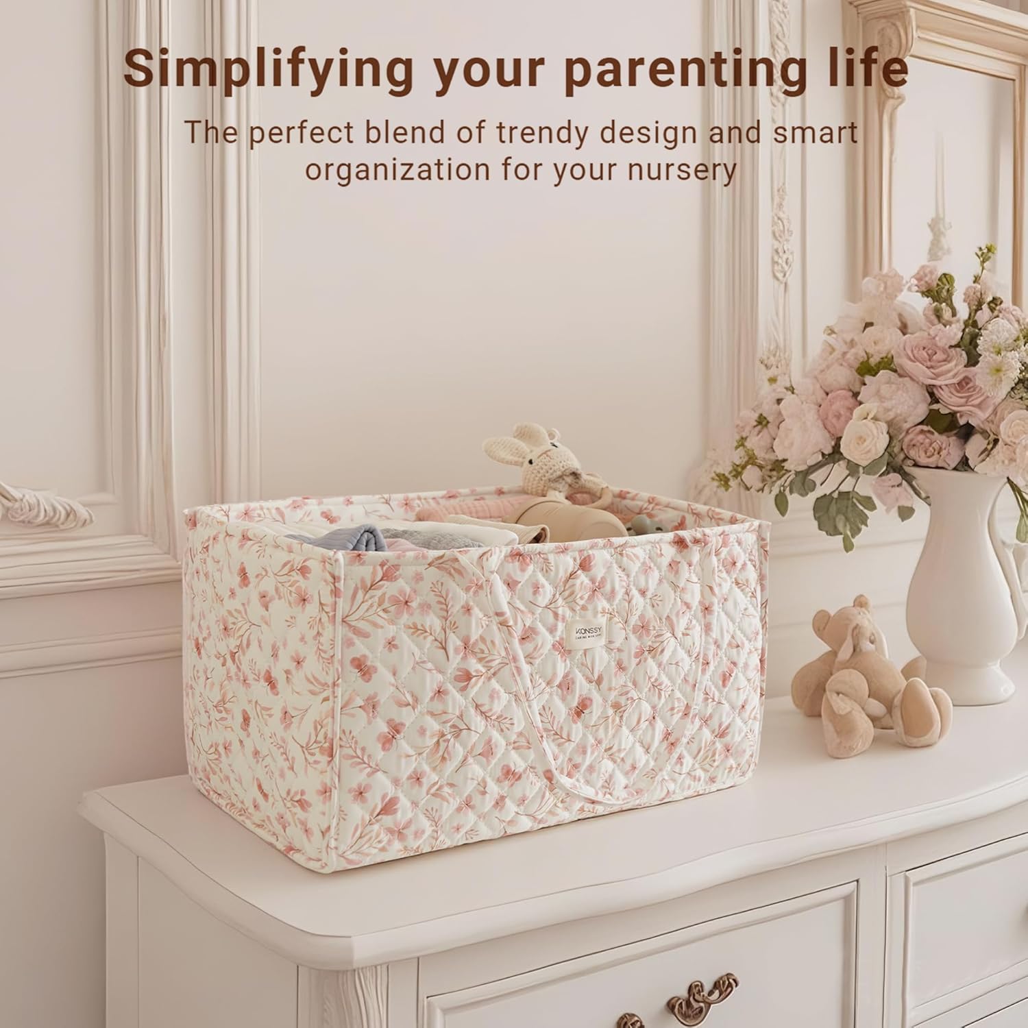 Konssy Baby Diaper Caddy Organizer Tote Bag